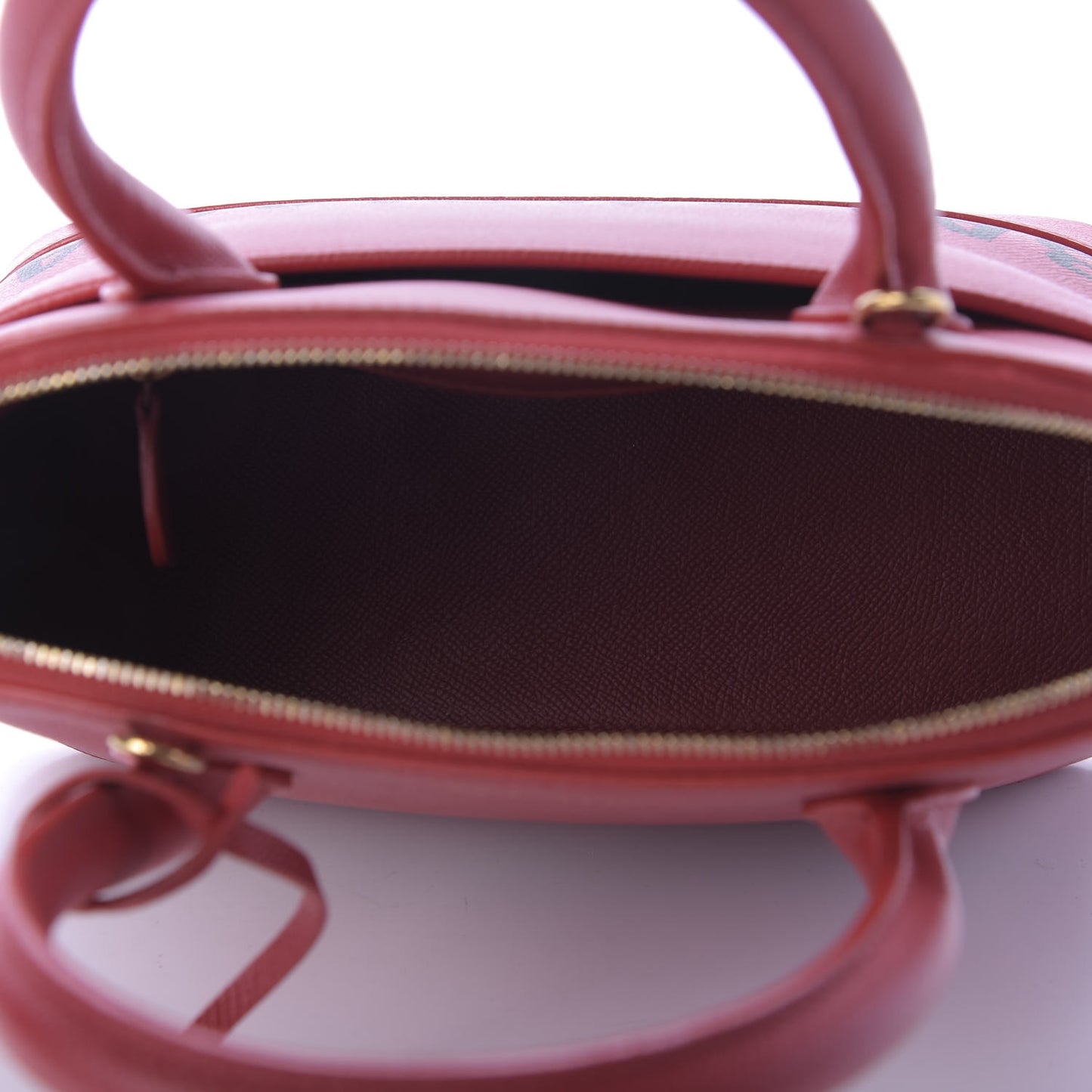 Signature Grained Calfskin Logo S Ville Top Handle Bag Rouge Lantern Black