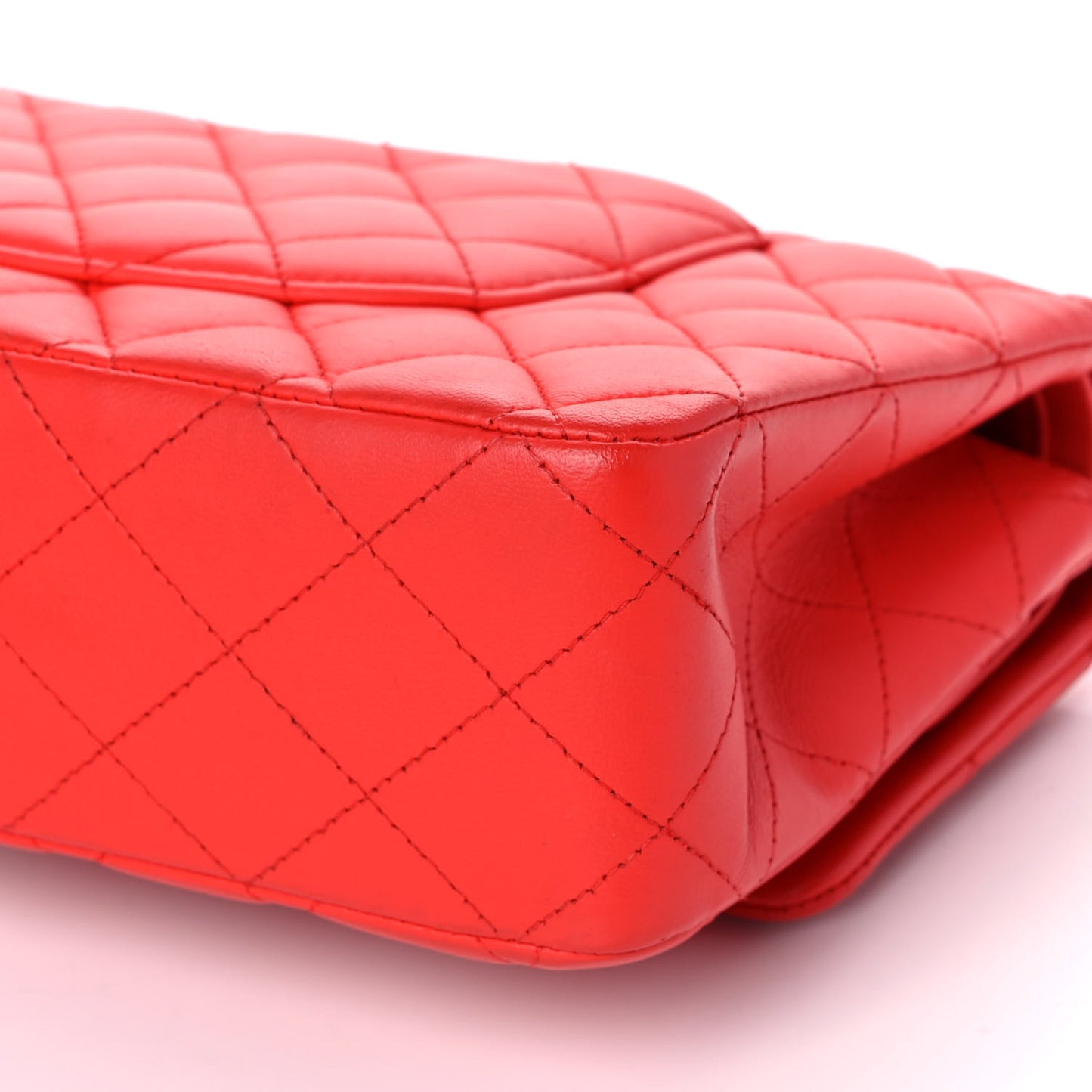 Lambskin Quilted Medium Double Flap Red