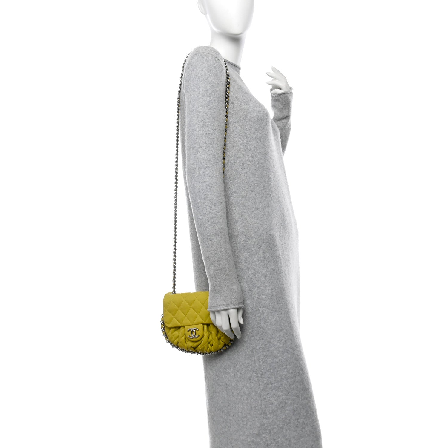 Chanel Washed Lambskin Quilted Mini Chain Around Flap Yellow 2 of 10