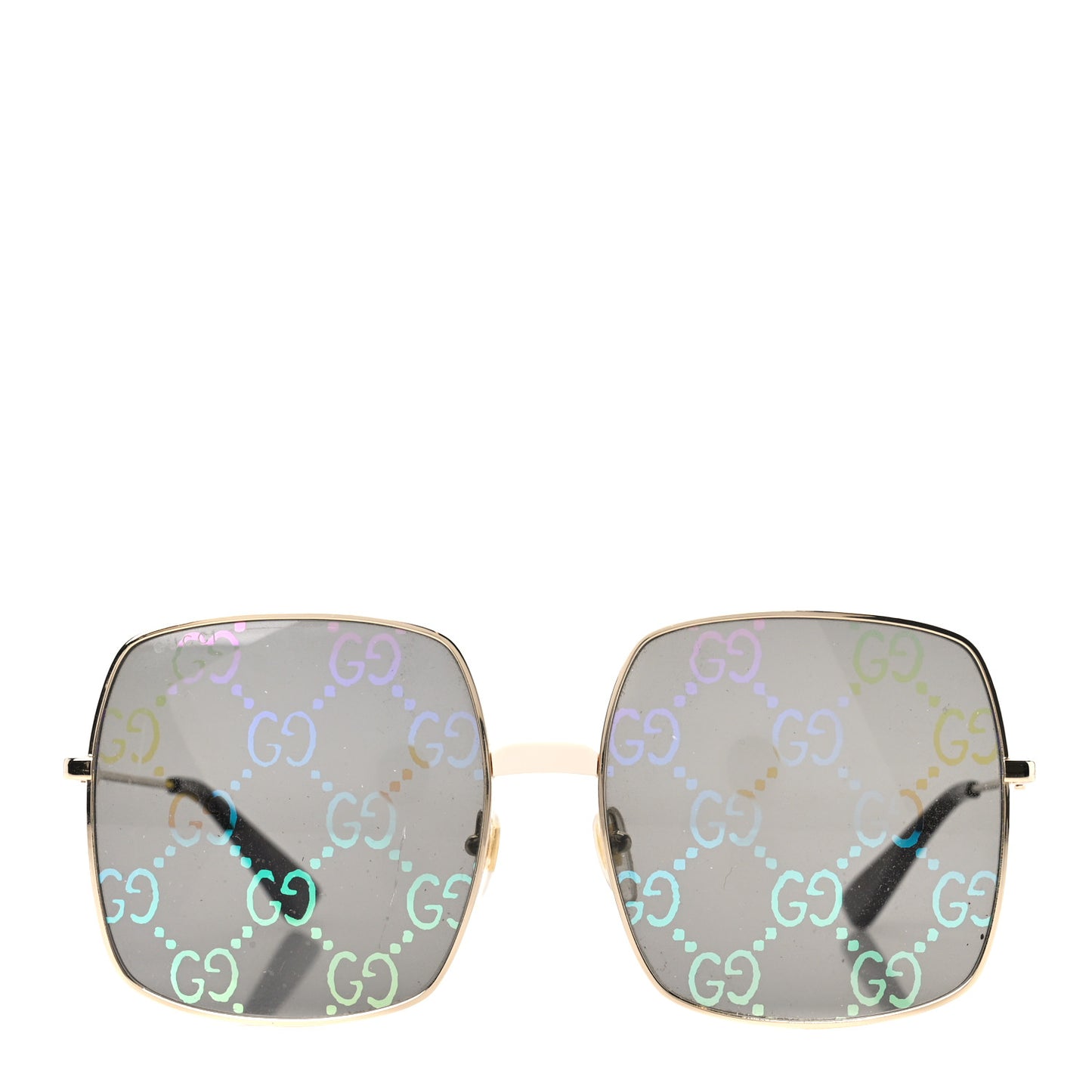 Metal Rectangular Frame Sunglasses GG0414S Gold Multicolor