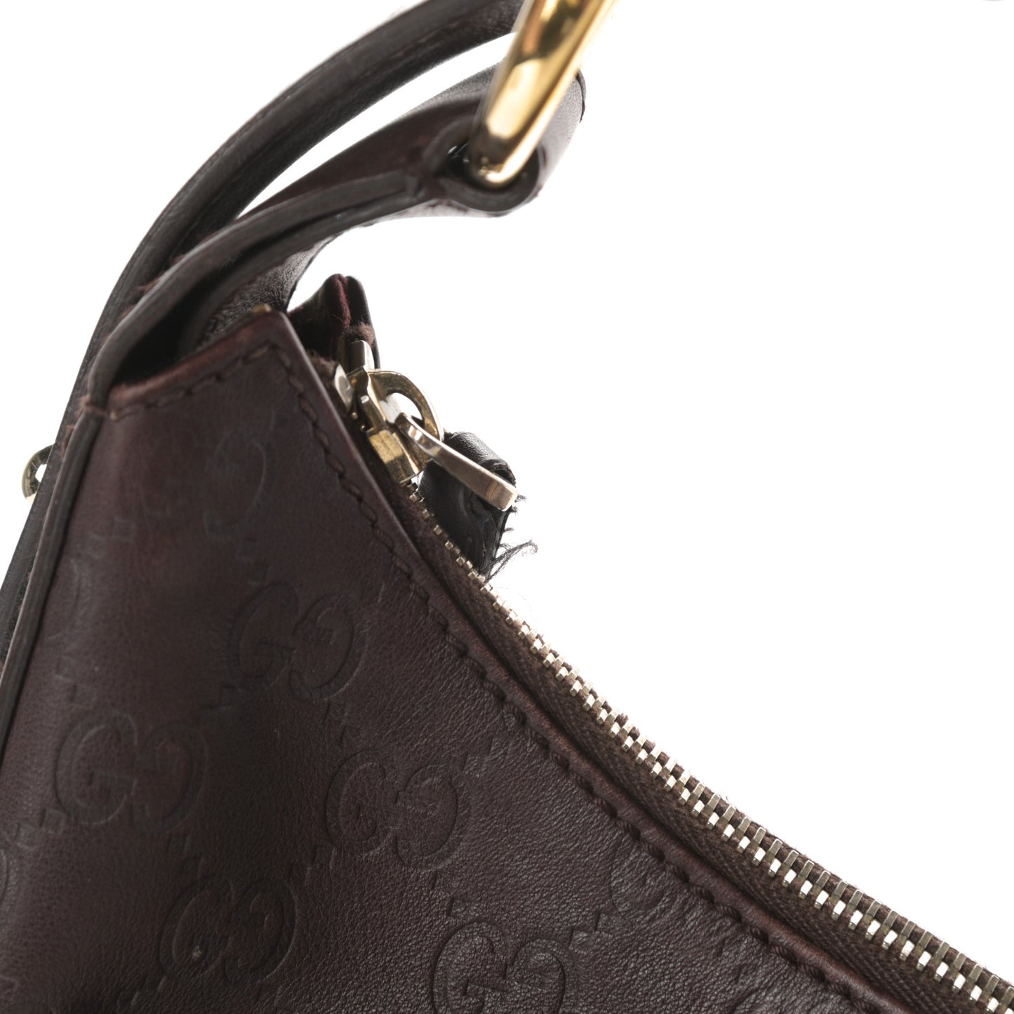 Guccissima Medium Horsebit Chain Hobo Dark Brown