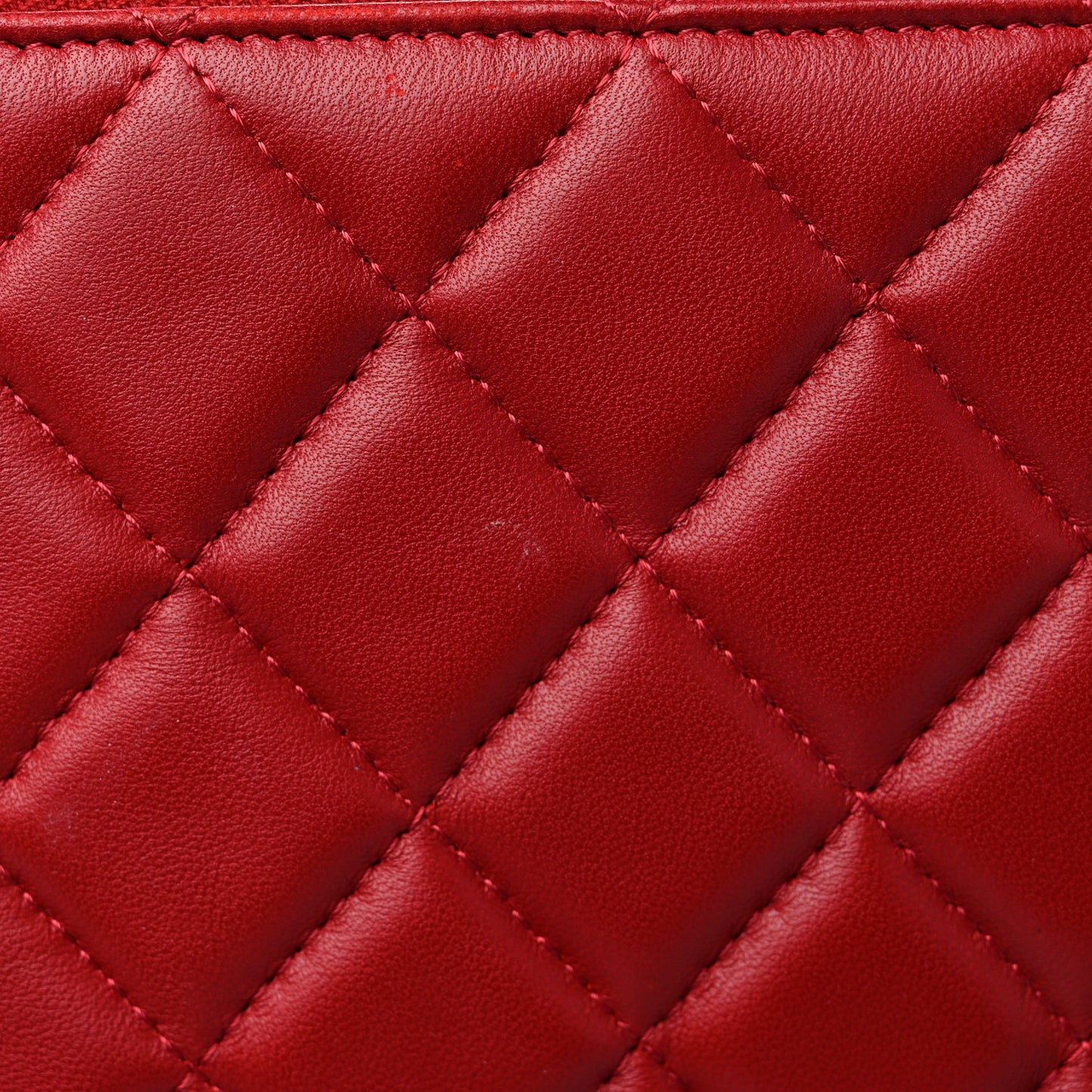 Lambskin Quilted Large Cosmetic Case Red
