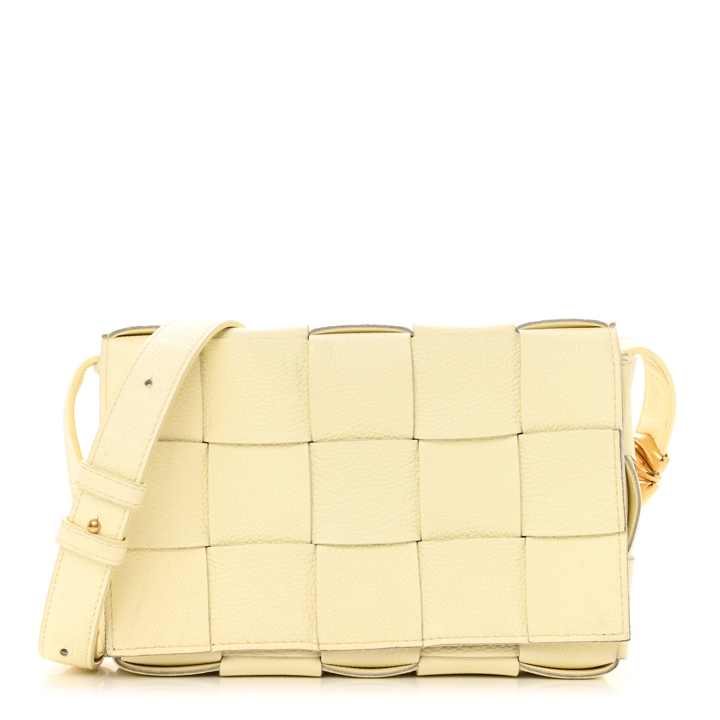 Grained Calfskin Maxi Intrecciato Cassette Crossbody Bag Ice Cream