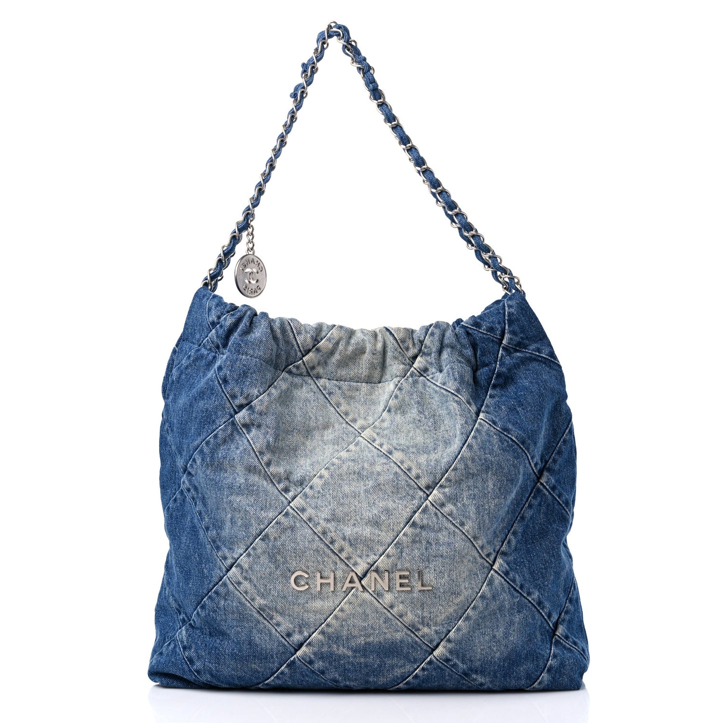 Denim Quilted Chanel 22 Blue
