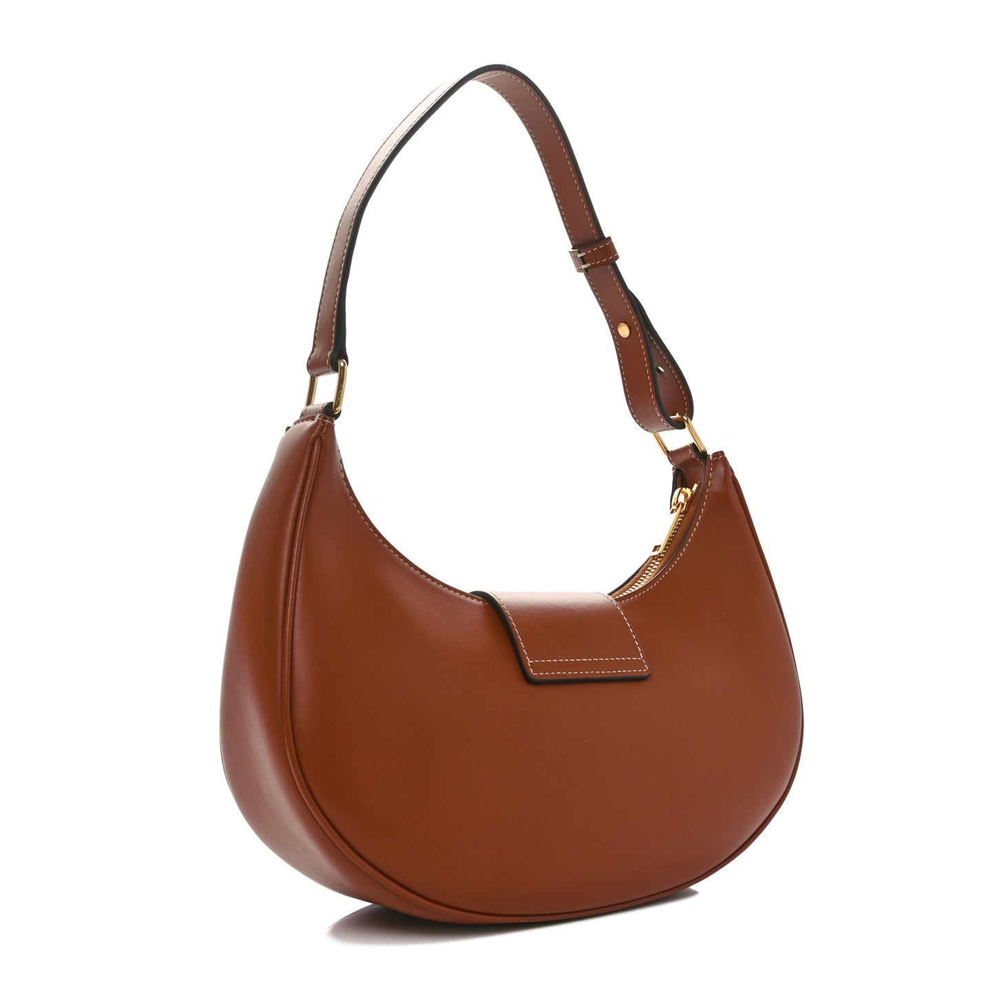 Smooth Calfskin Medium Strap Ava Triomphe Shoulder Bag Tan