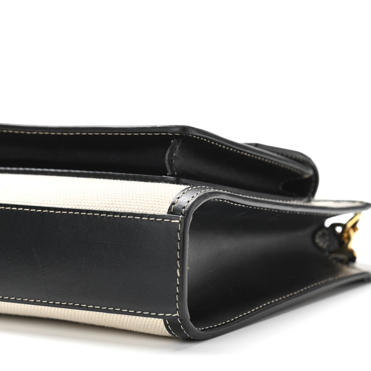Canvas Smooth Calfskin Two Tone Mini Pocket Bag Black