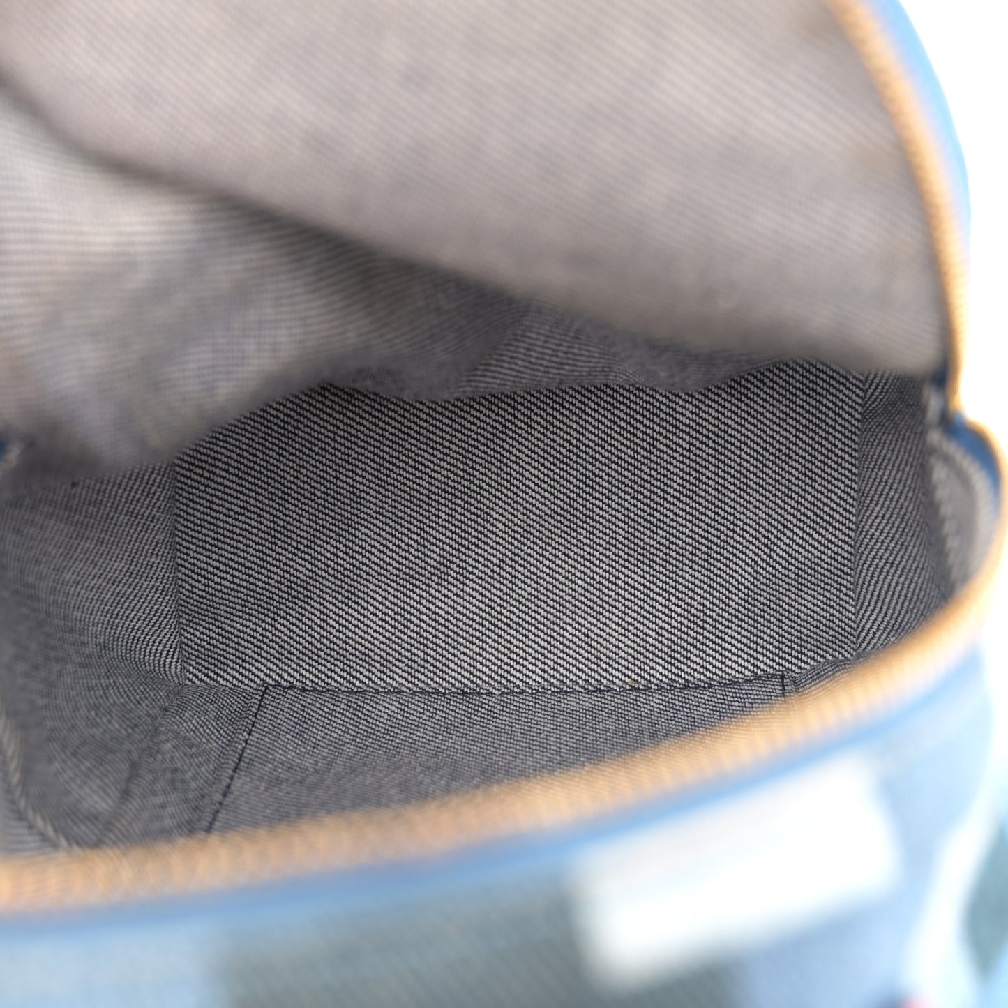 Denim Damier Monogram Patchwork Palm Springs Backpack Mini Blue Rouge