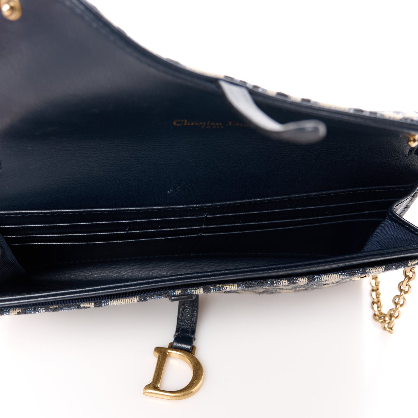 Oblique Saddle Chain Long Wallet Blue