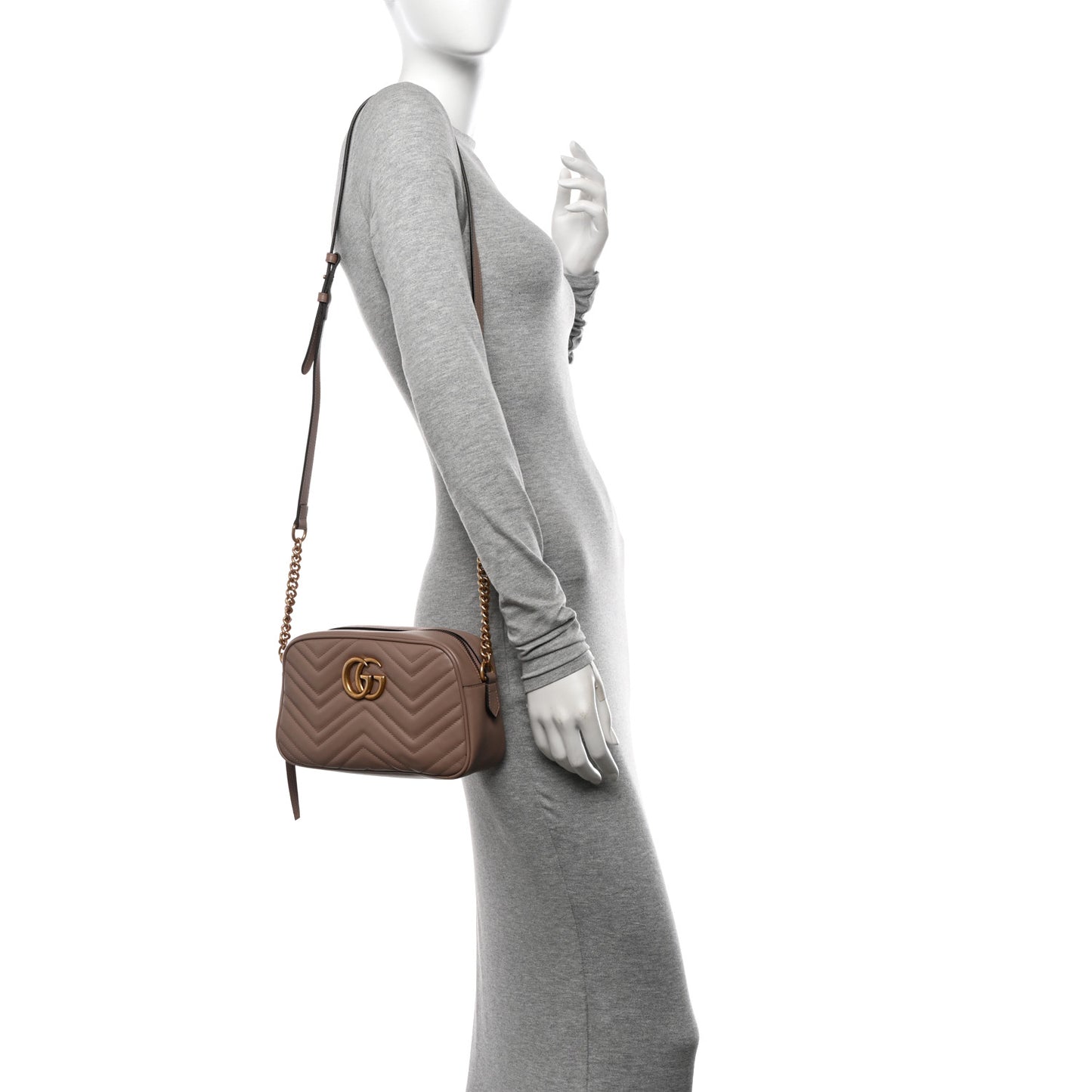 Calfskin Matelasse Small GG Marmont Chain Shoulder Bag Porcelain Rose