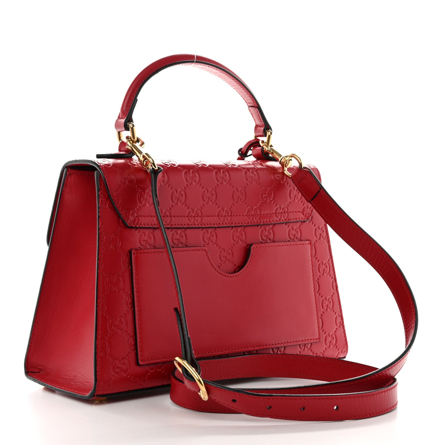 Guccissima Signature Small Padlock Top Handle Bag Hibiscus Red