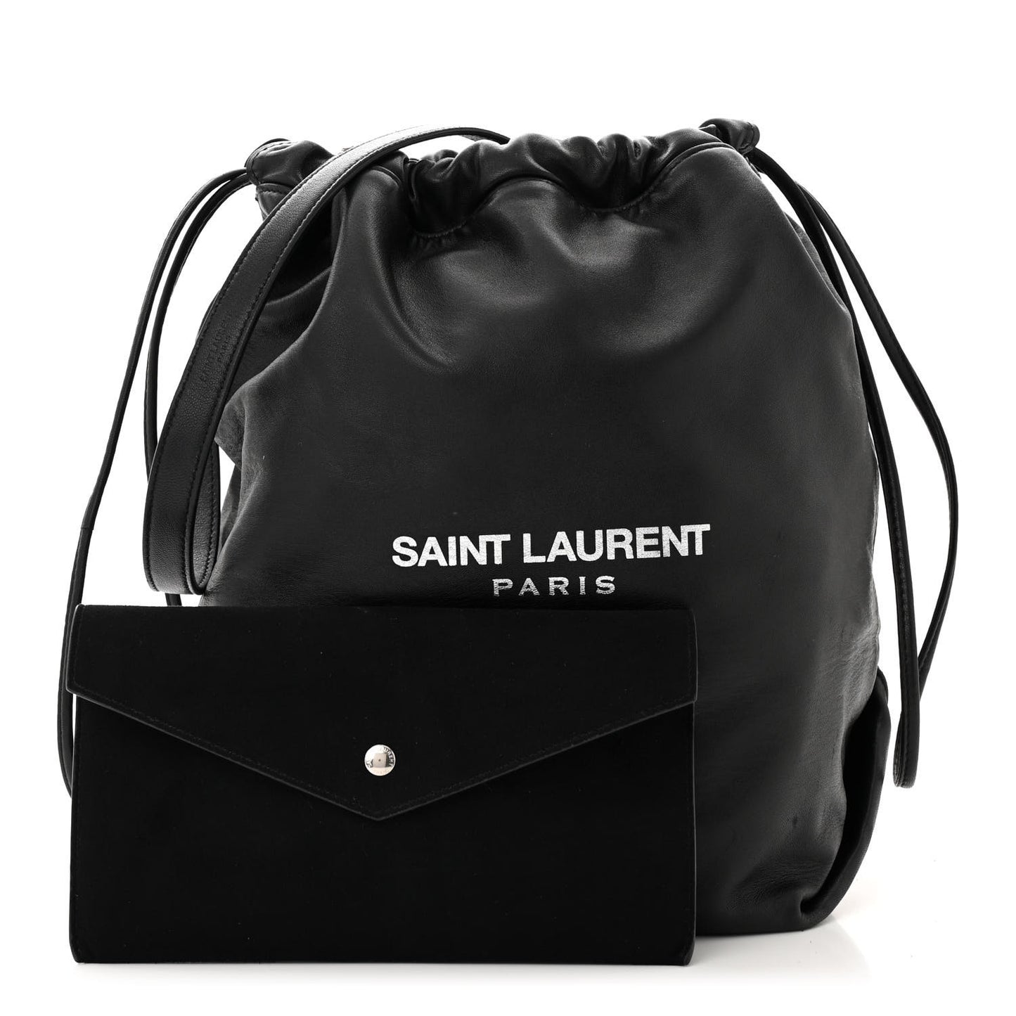 Lambskin Teddy Drawstring Bag Black