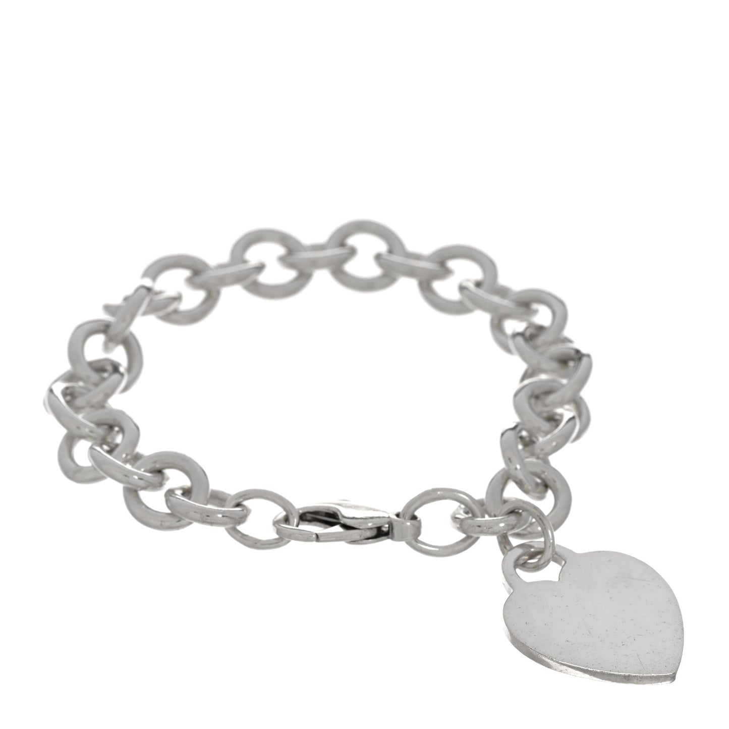 Sterling Silver Heart Tag Charm Bracelet