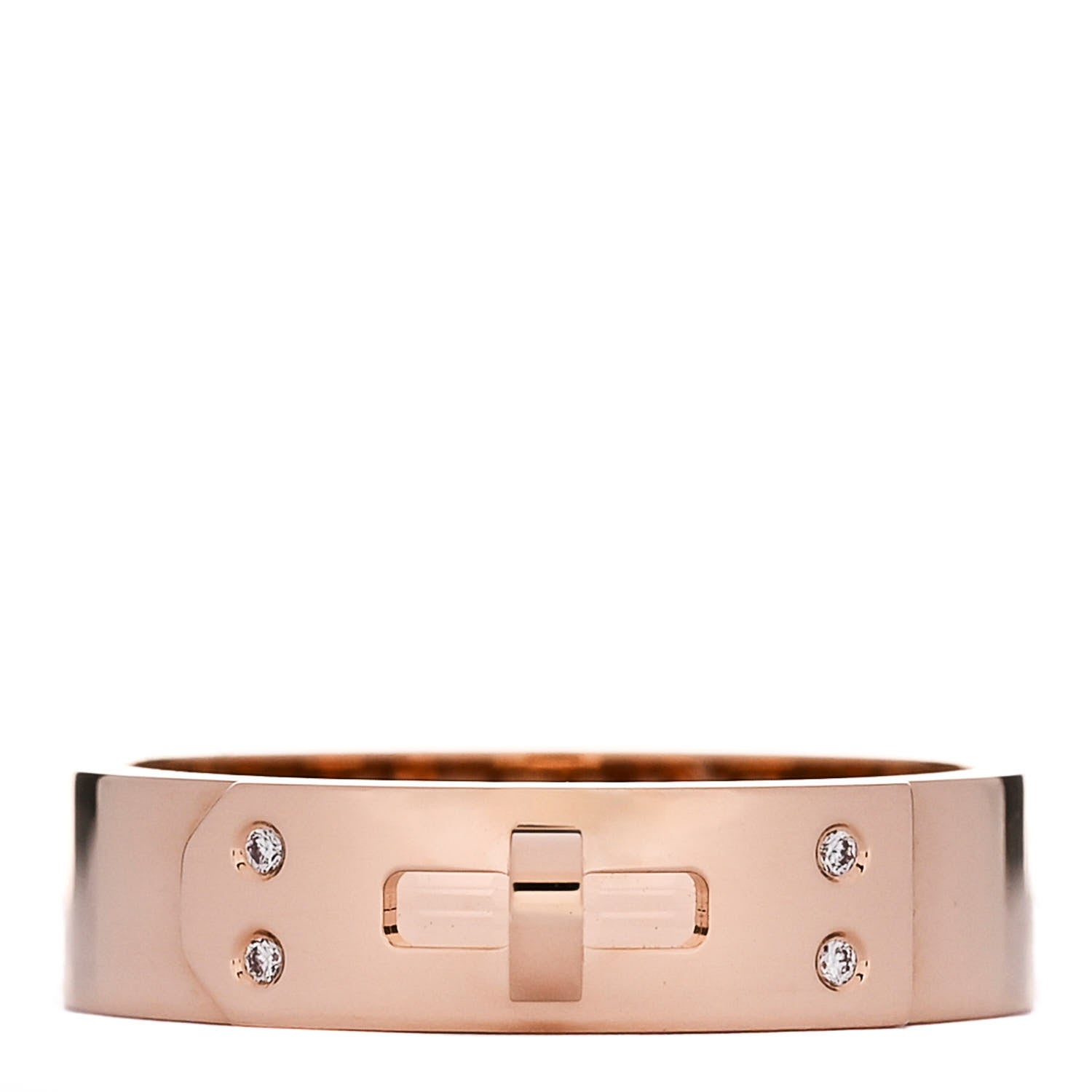 Hermes 18K Rose Gold Diamond PM Kelly Ring 55 7.25 1 of 4