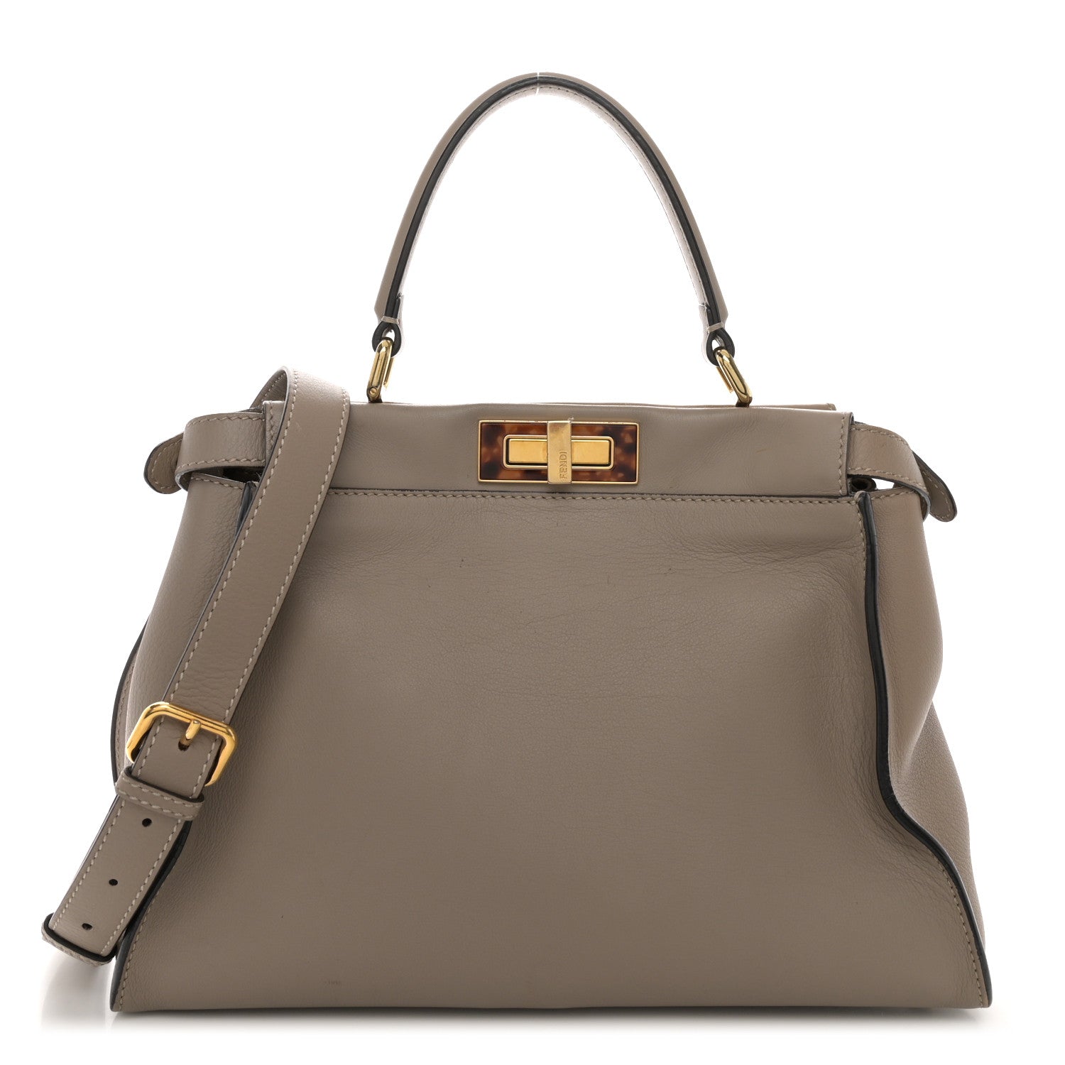 Fendi Vitello Seta Plexiglass Tortoise Medium Peekaboo Iconic Satchel Tortora 1 of 13