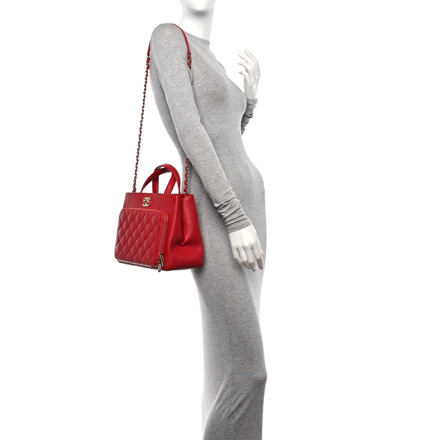 Chanel Caviar Quilted Small Business Affinity Shopping Bag Red 3 of 10