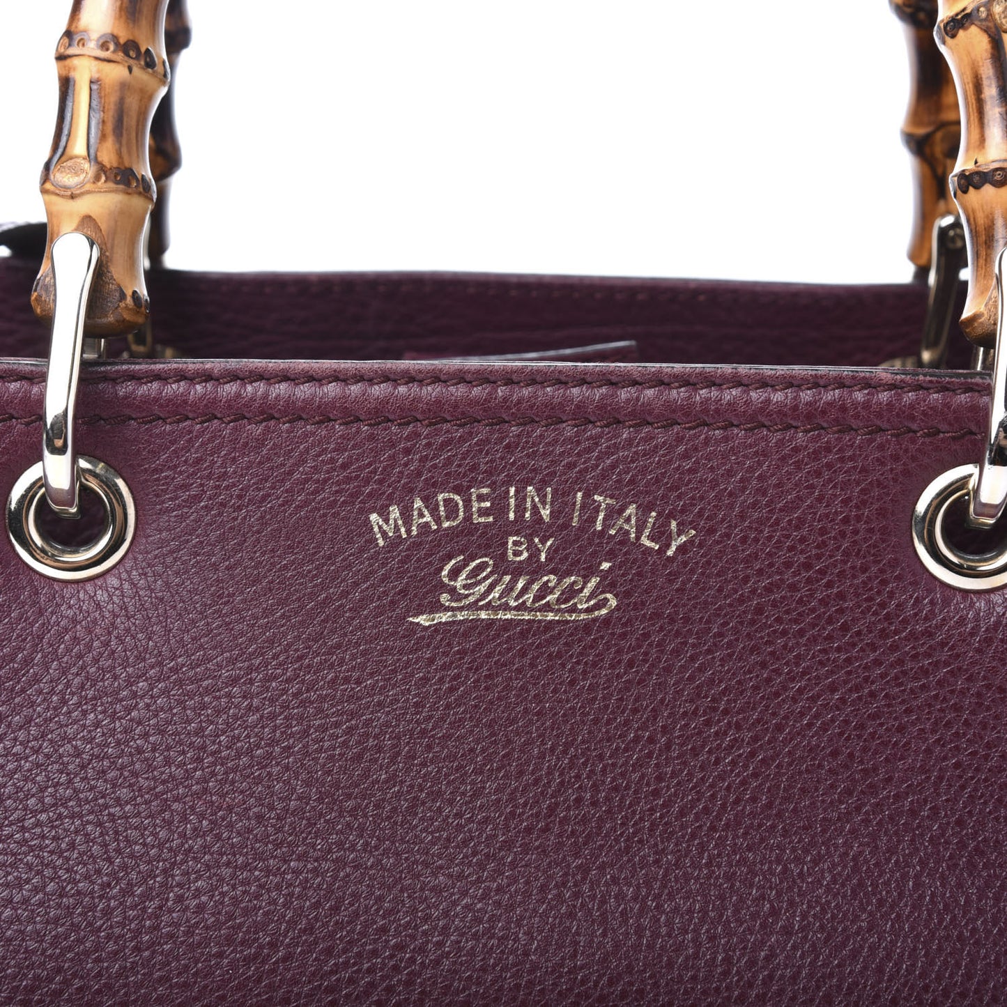 Pebbled Calfskin Medium Bamboo Shopper Tote Burgundy