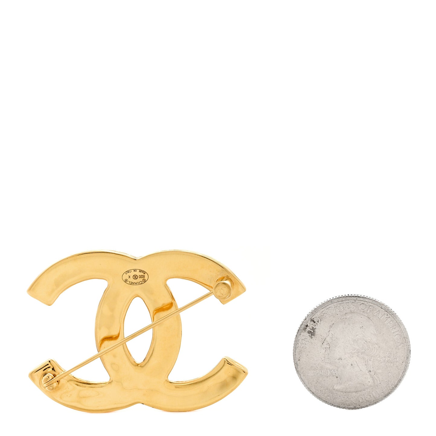 Metal Crystal Bead CC Brooch Gold Black