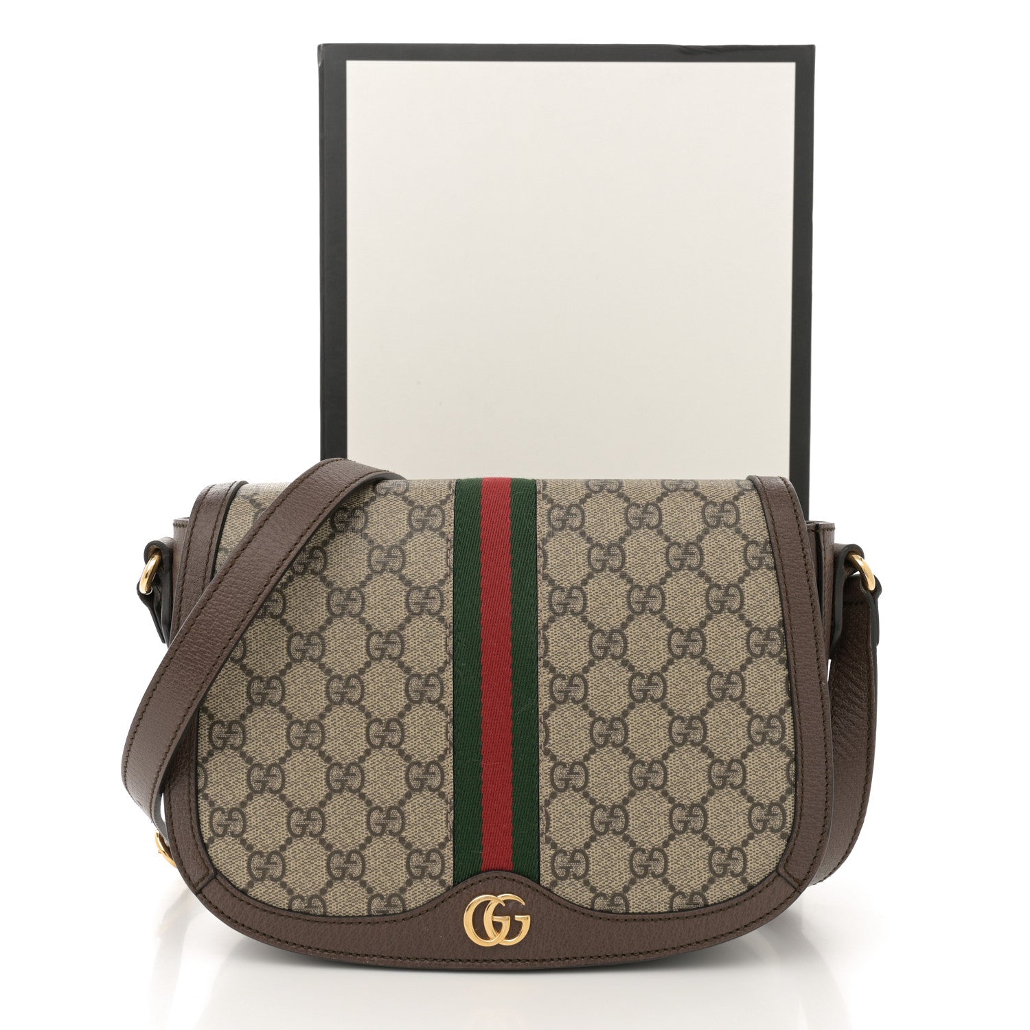Gucci GG Supreme Monogram Web Small Ophidia Flap Messenger Bag Brown 13 of 13