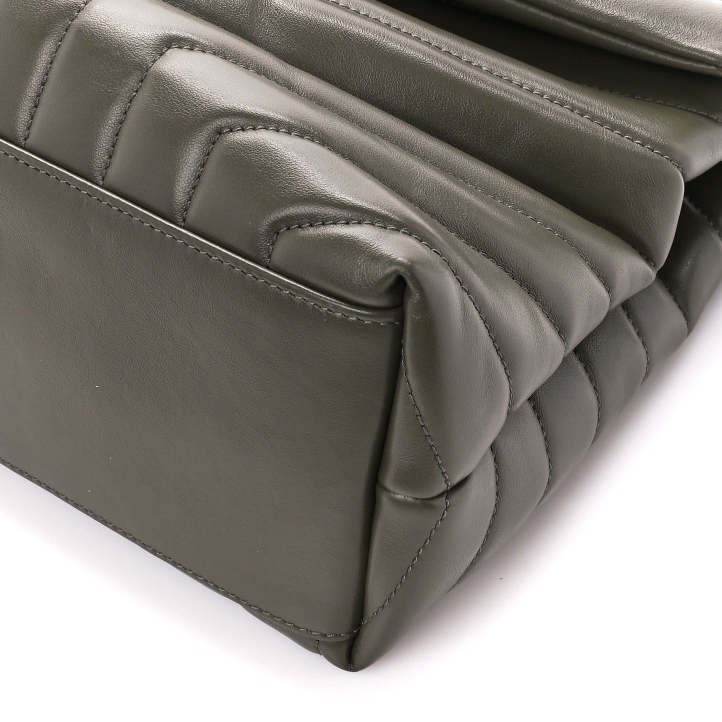 Calfskin Y Quilted Monogram Medium Loulou Chain Satchel Military Olive