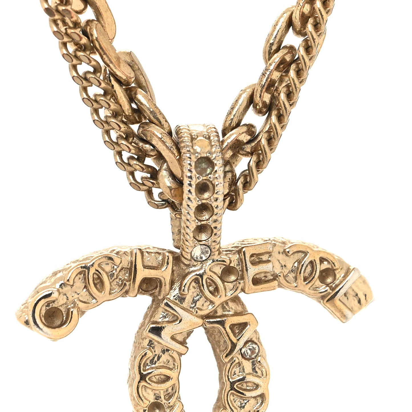 Crystal CC Multi Strand Chain Necklace Gold
