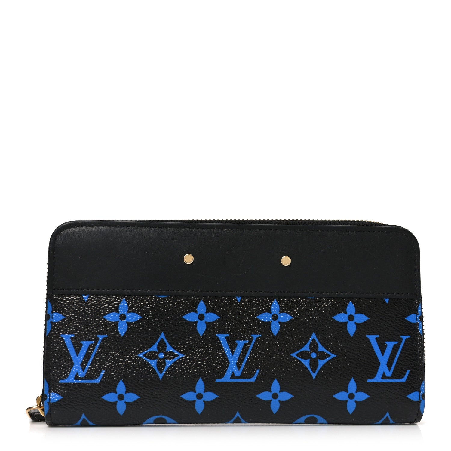 LOUIS VUITTON 長財布 ブラック/ブルー Louis Vuitton Calfskin Colored Monogram Zippy Wallet Blue Black
