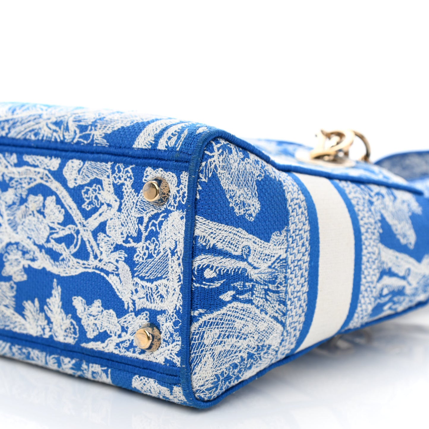 Canvas Toile De Jouy Reverse Embroidered Medium Lady D-Lite Fluorescent Blue