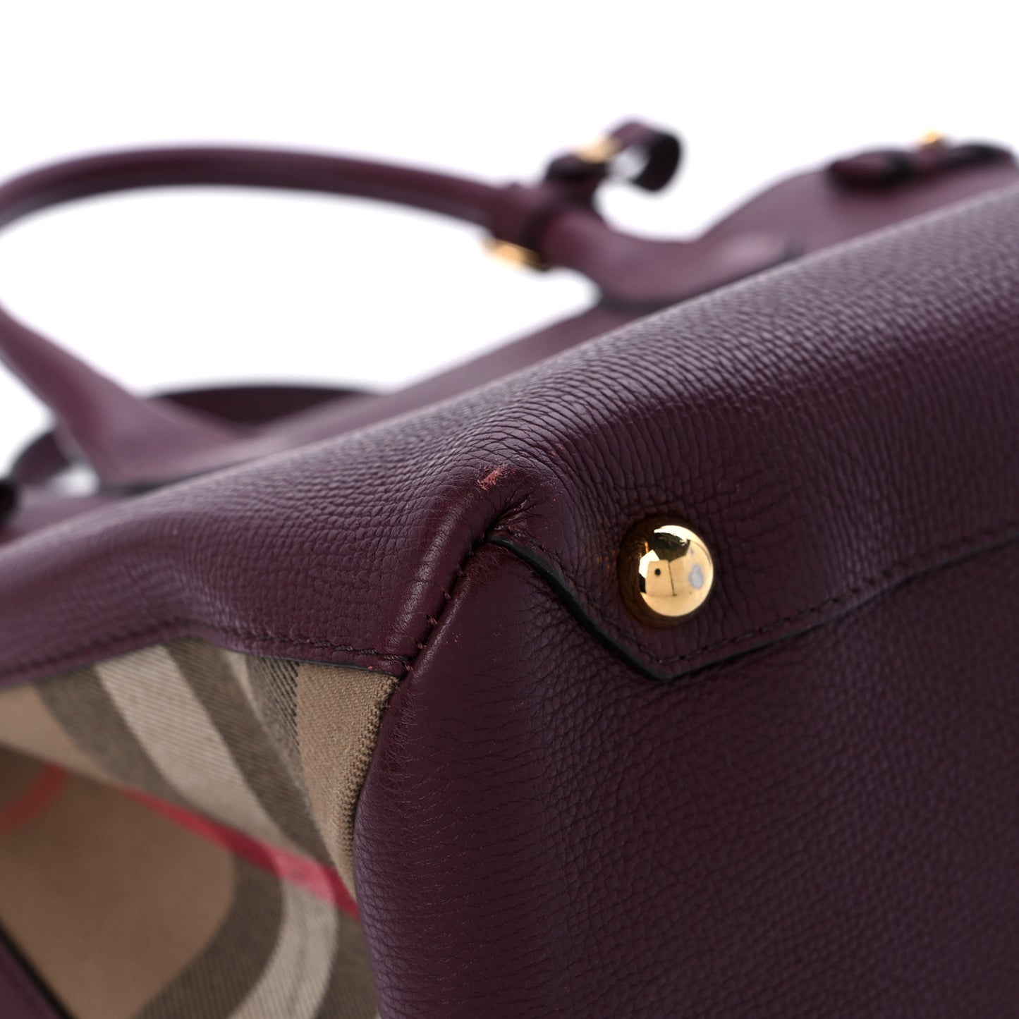 Grainy Calfskin House Check Medium Banner Tote Mahogany Red
