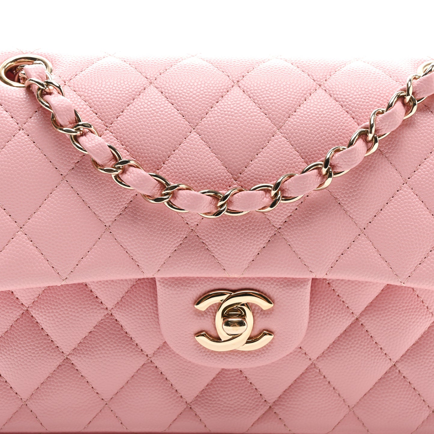 Caviar Quilted Small Double Flap Pink