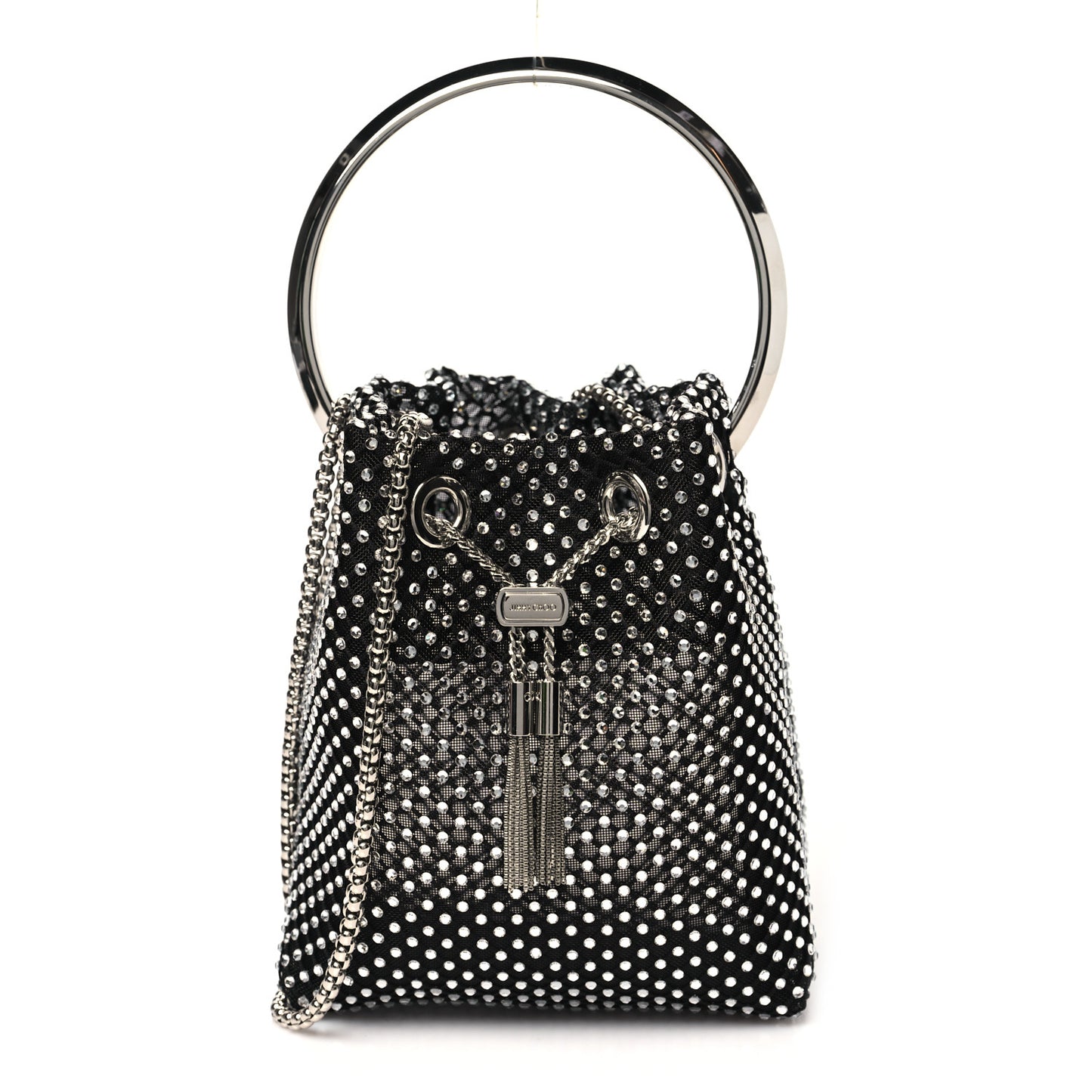 Mesh Crystal Bon Bon Bag Black
