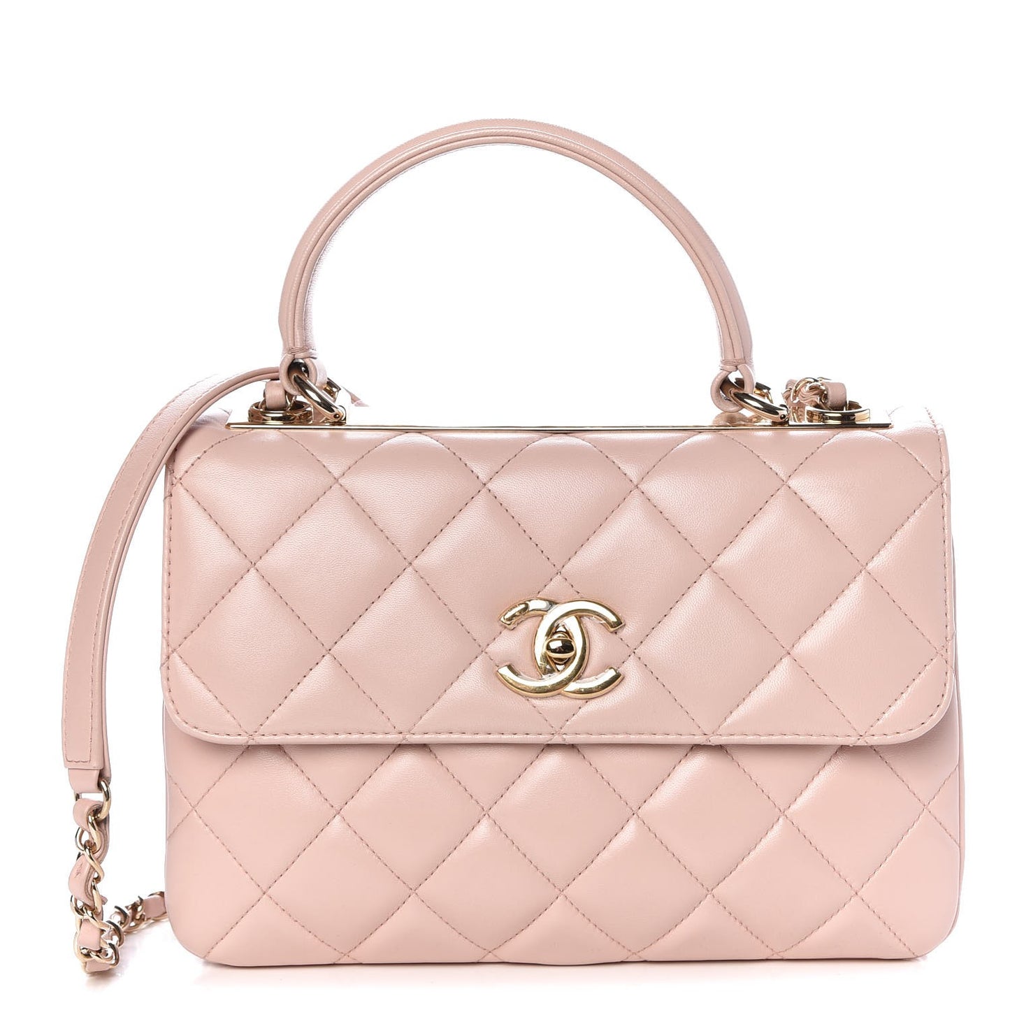 Lambskin Quilted Small Trendy CC Flap Dual Handle Bag Light Pink