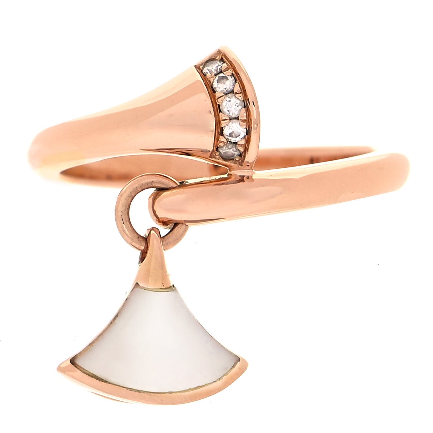 18K Rose Gold Diamond Mother of Pearl Divas' Dream Charm Ring 53 6.25