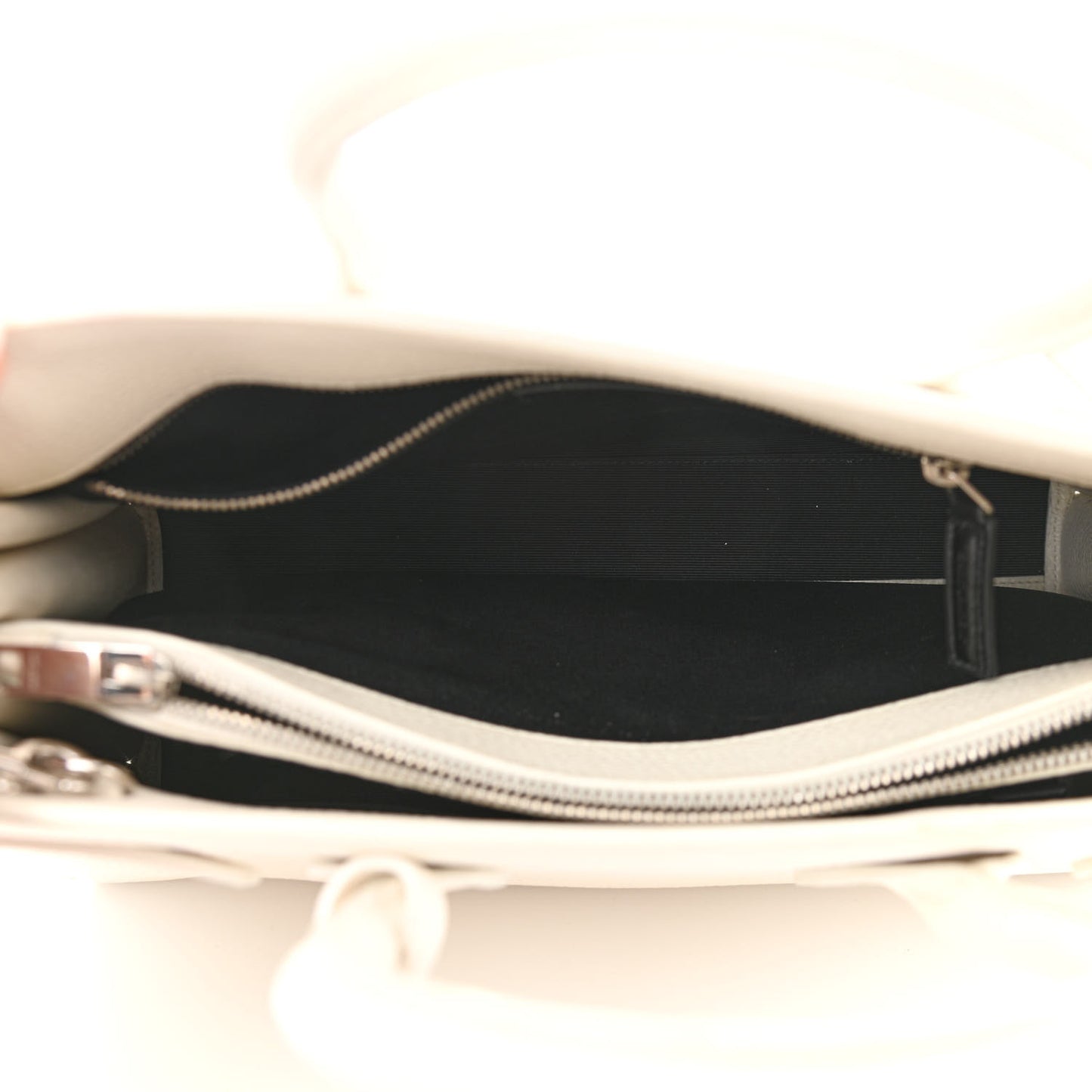 Grained Calfskin Small Sac De Jour Dove White