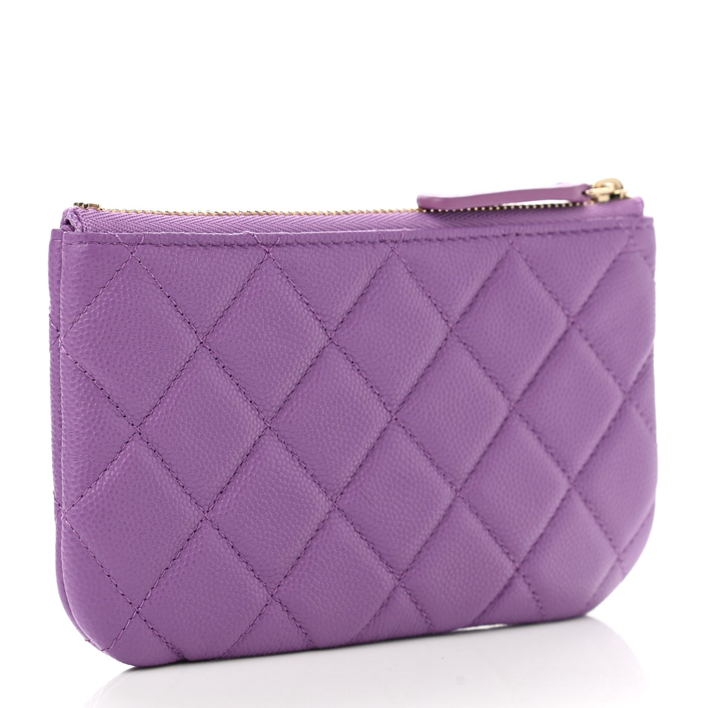 Caviar Quilted Small Cosmetic Case Purple