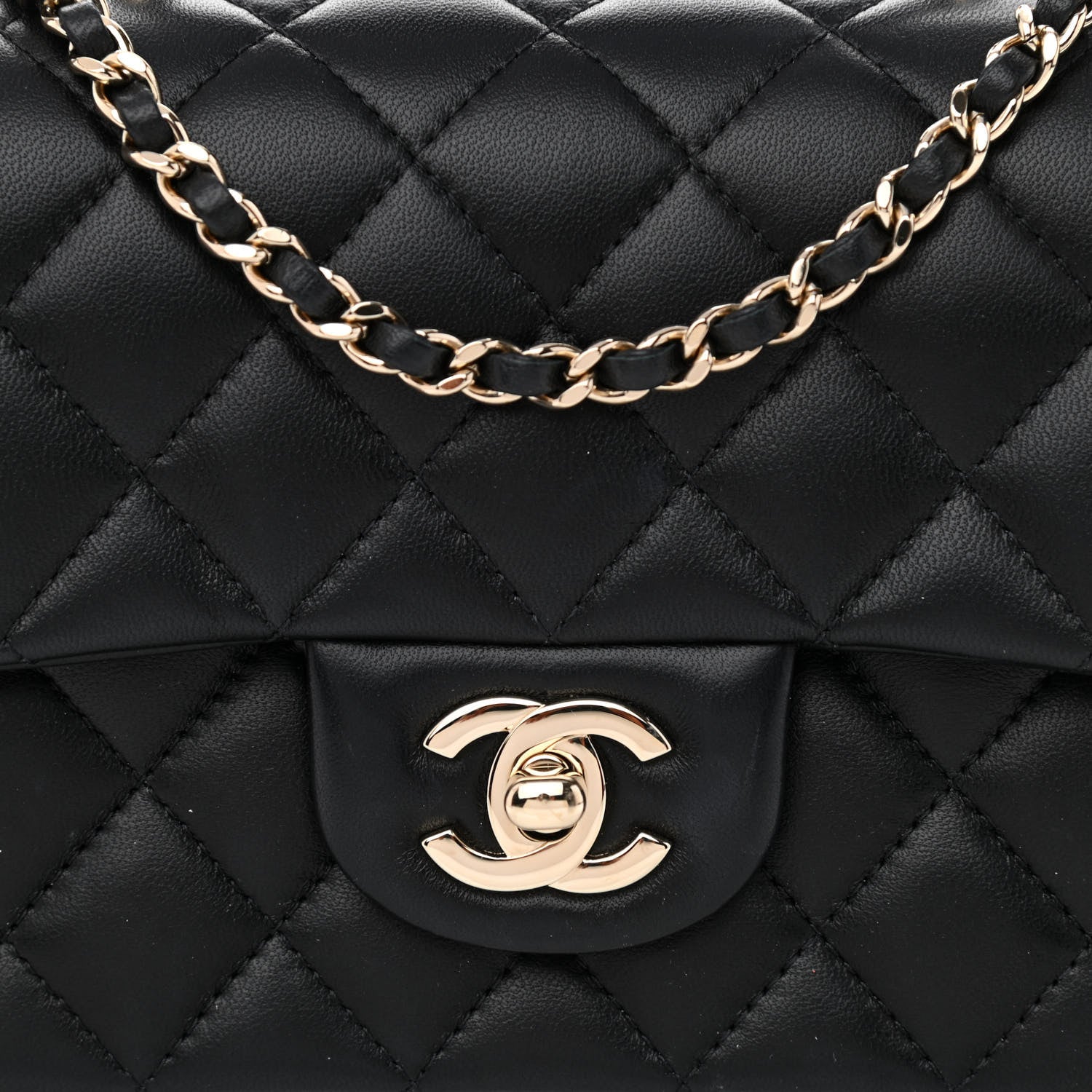 Chanel Lambskin Quilted Mini Top Handle Rectangular Flap Black 8 of 11