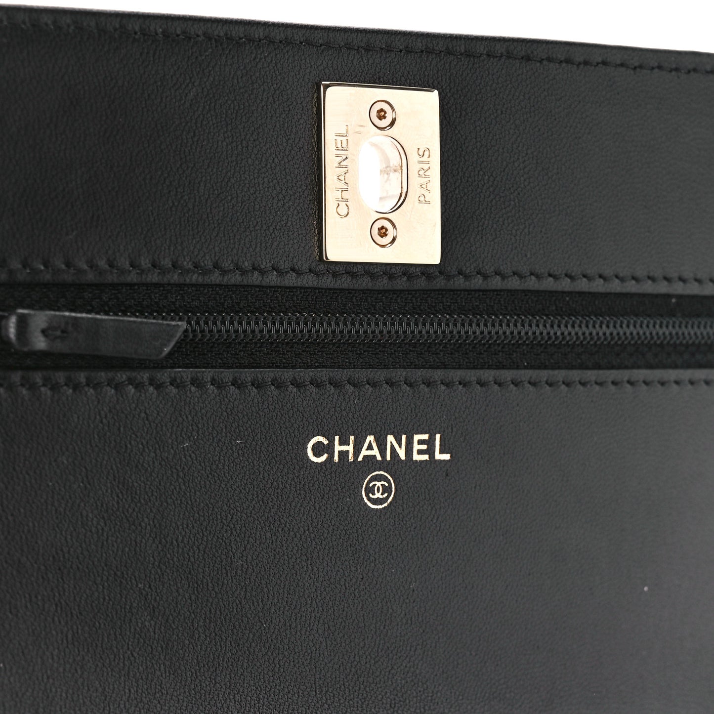 Lambskin Quilted Trendy CC Wallet On Chain WOC Black