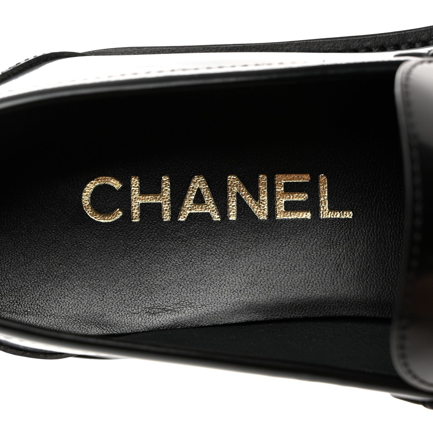 Shiny Calfskin Logo Loafers 38.5 Black