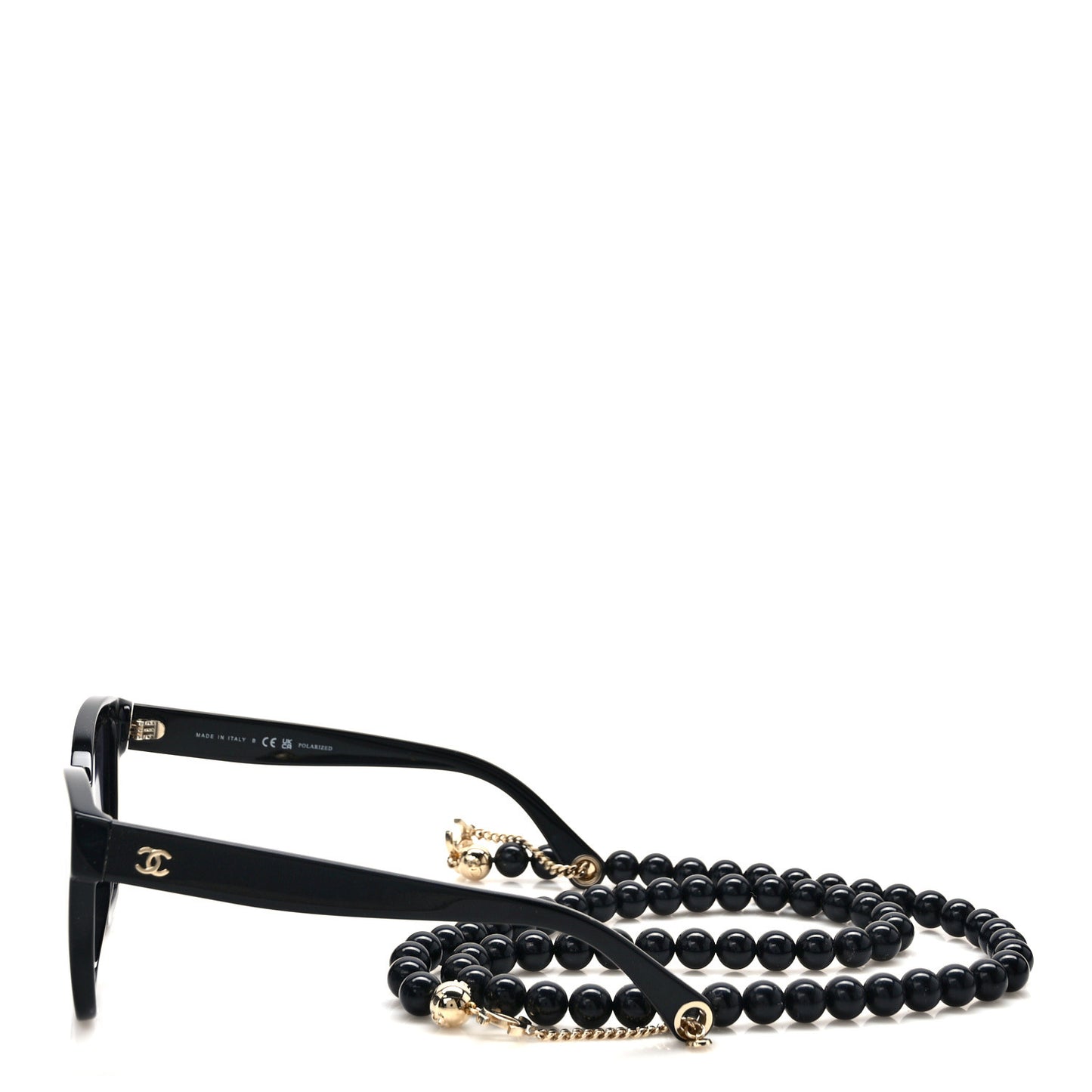 Acetate Chain Square Sunglasses 5487-A Black