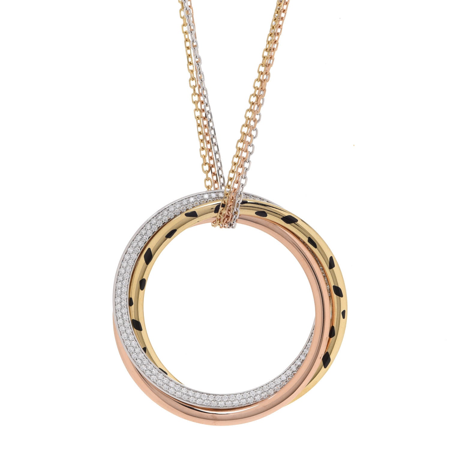 Cartier 18K Pink Yellow White Gold Diamond Trinity Panthère De Cartier Pendant Necklace 4 of 8