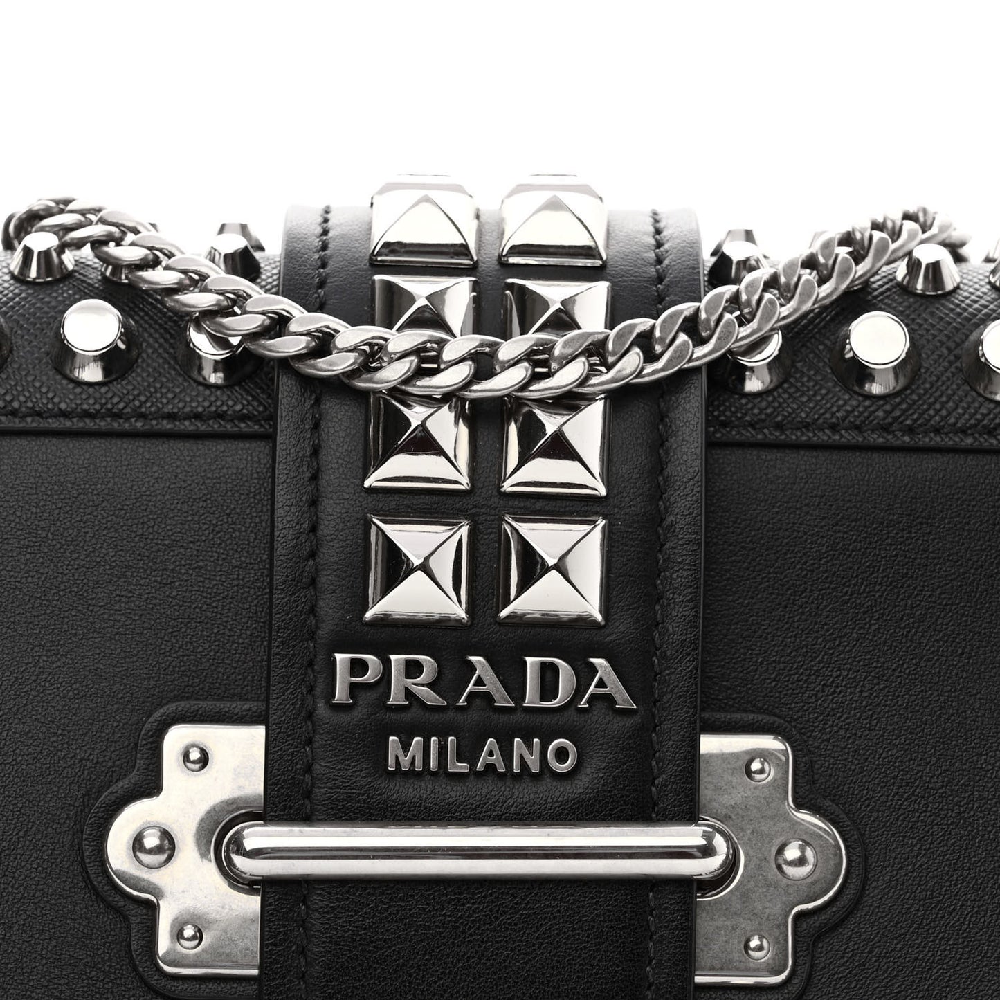 Saffiano City Calf Studded Cahier Belt Bag Black