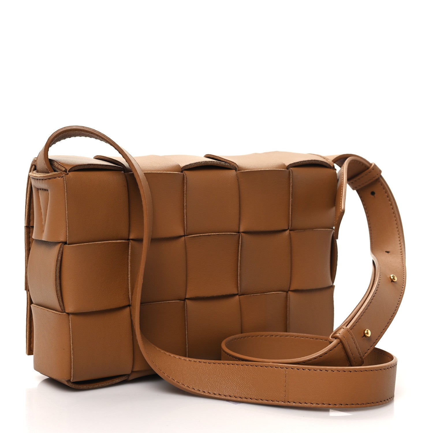 Bottega Veneta Lambskin Maxi Intrecciato Cassette Crossbody Bag Caramel 3 of 11