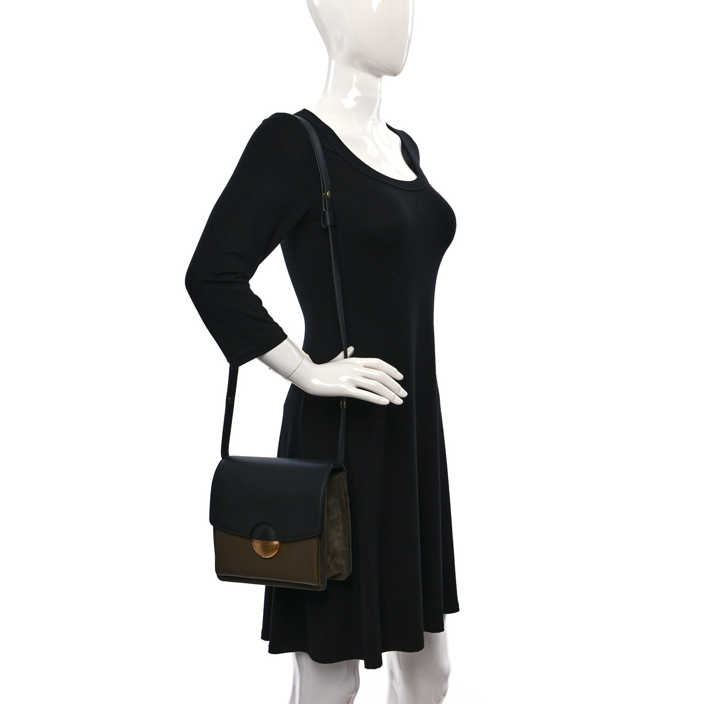 Suede Calfskin Multi Dia Day Bag Black Truffle