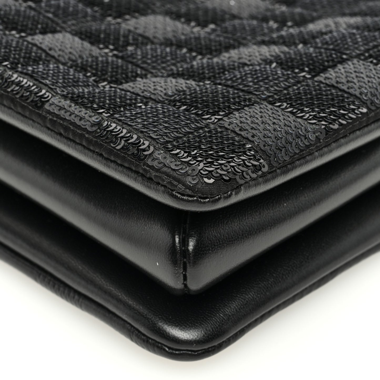 Satin Sequin Embroidered Damier Coussin BB Black