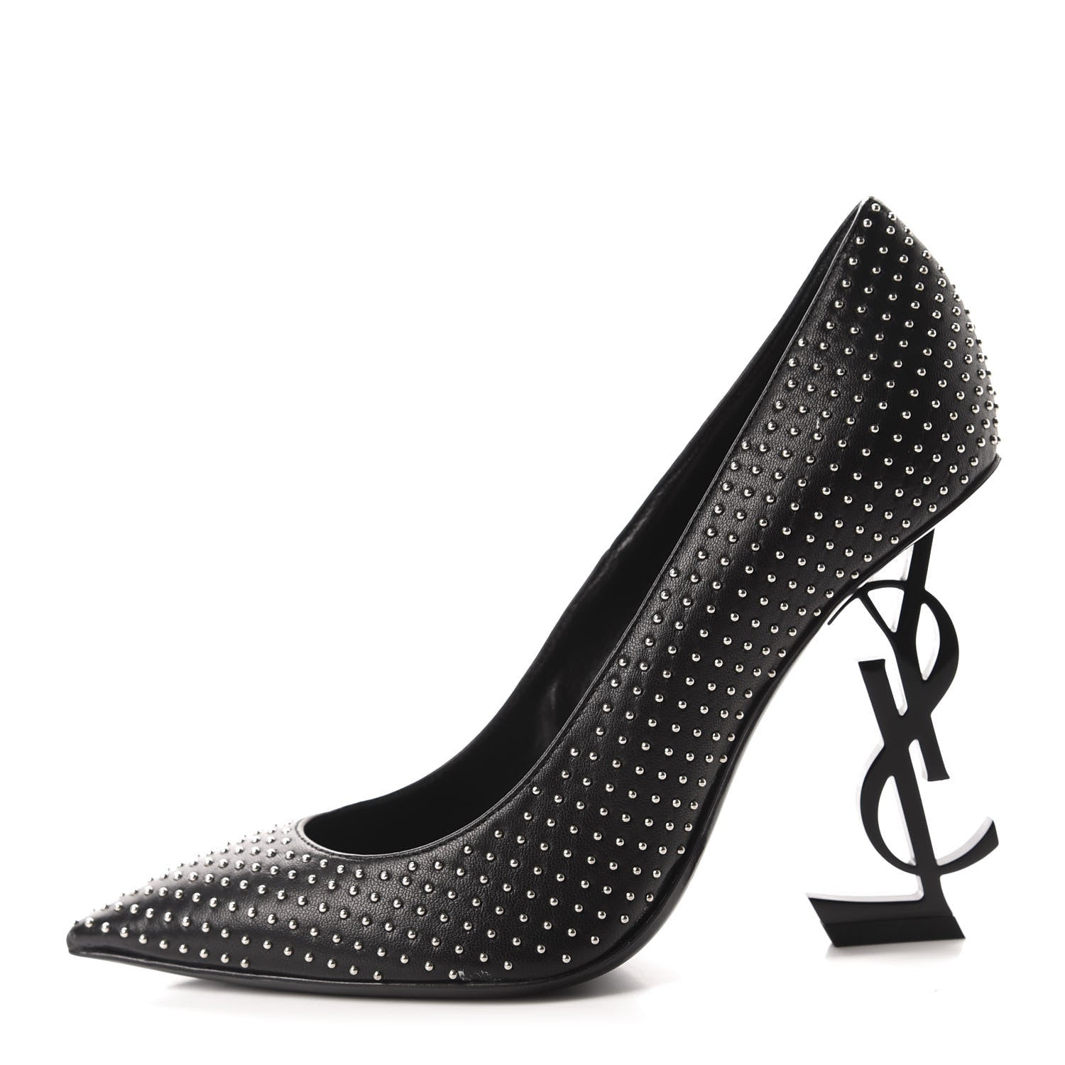 Saint Laurent Calfskin Studded Opyum 100 Pumps 35 Black 1 of 10