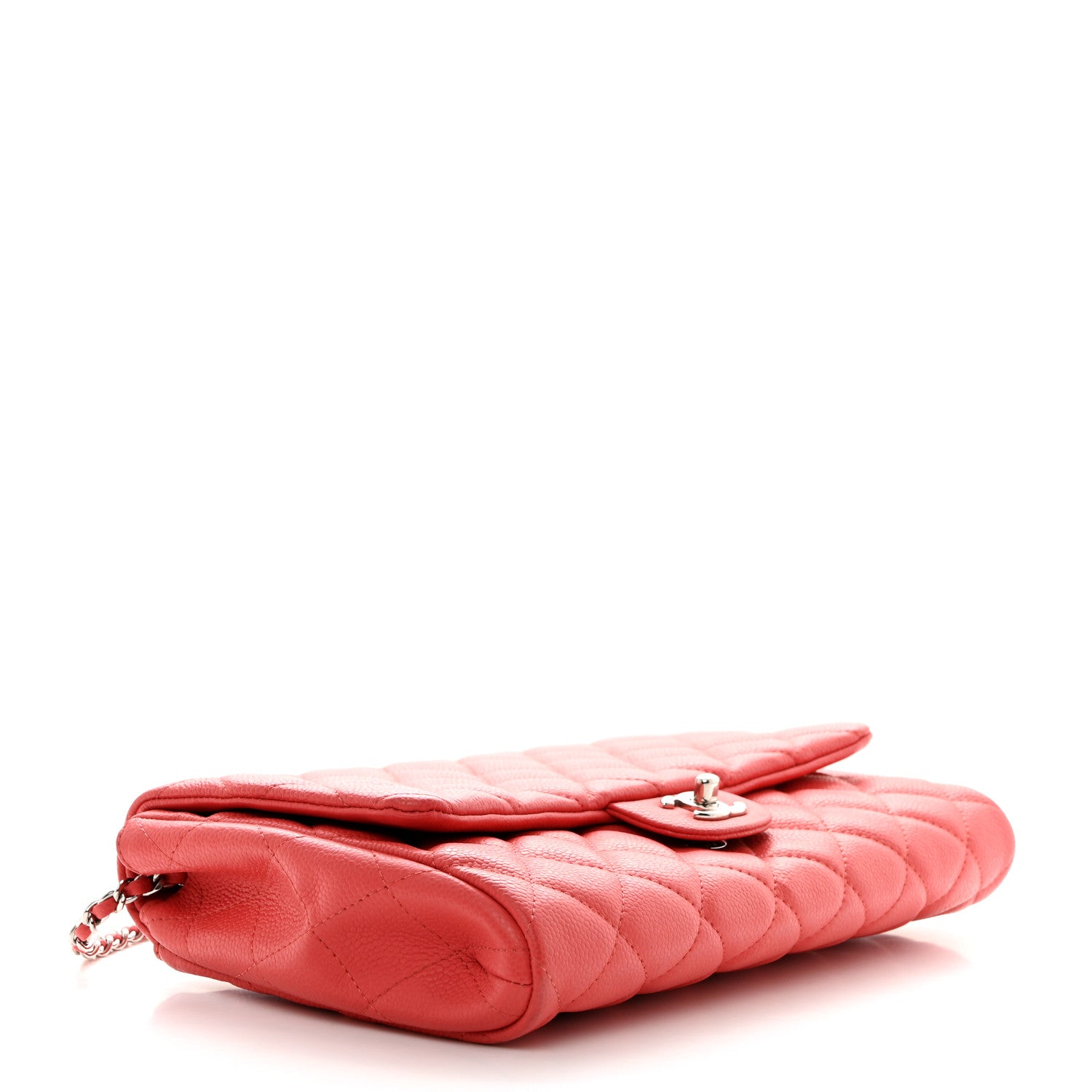 Chanel Caviar Quilted Clutch With Chain Flap Coral 4 of 10
