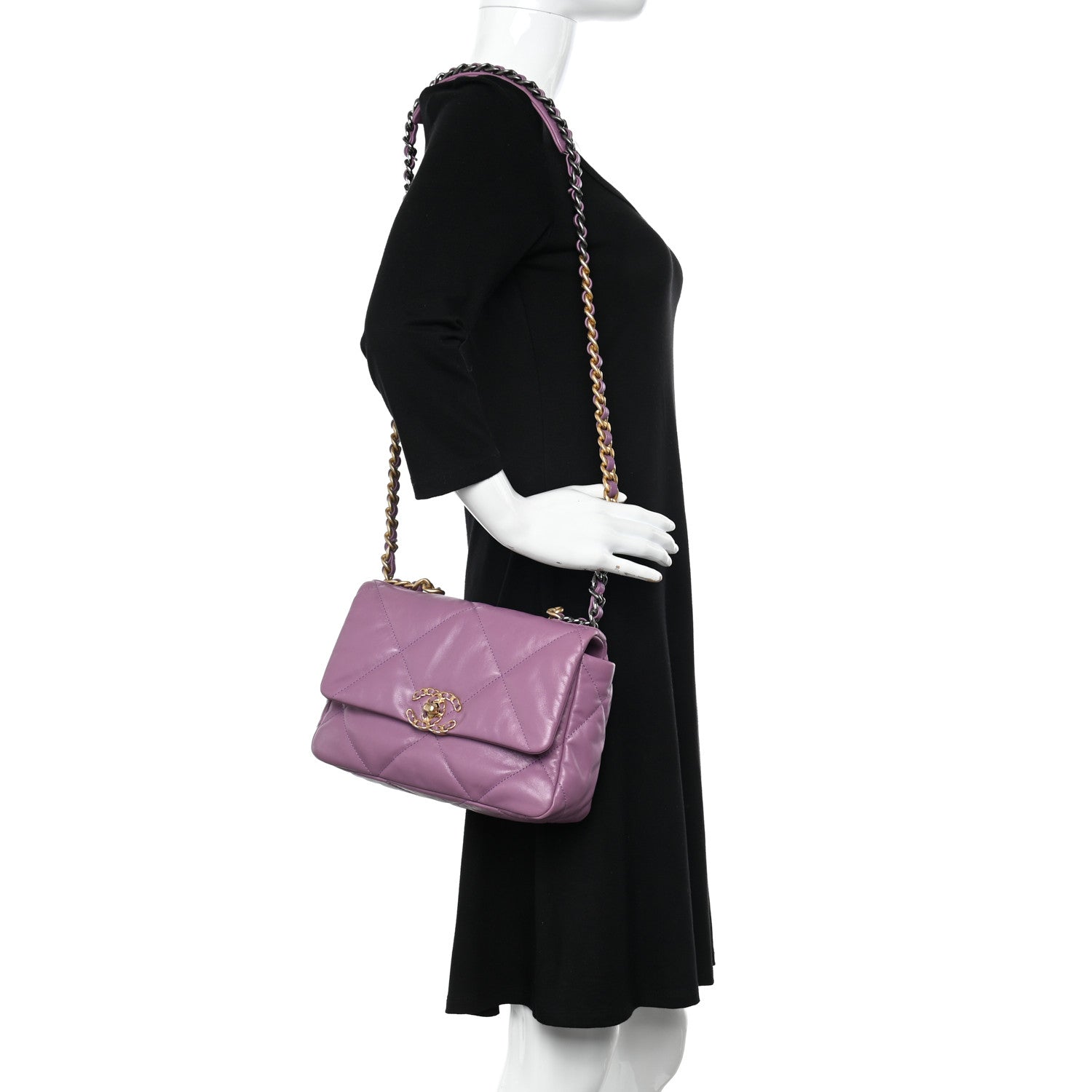 Chanel Lambskin Quilted Medium Chanel 19 Flap Light Purple 2 of 10