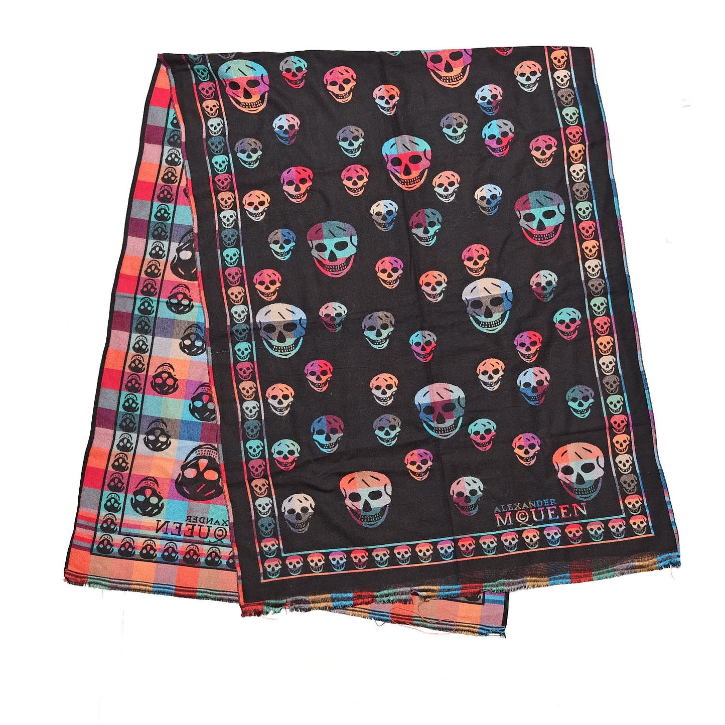 Wool Skull Scarf Black Multicolor