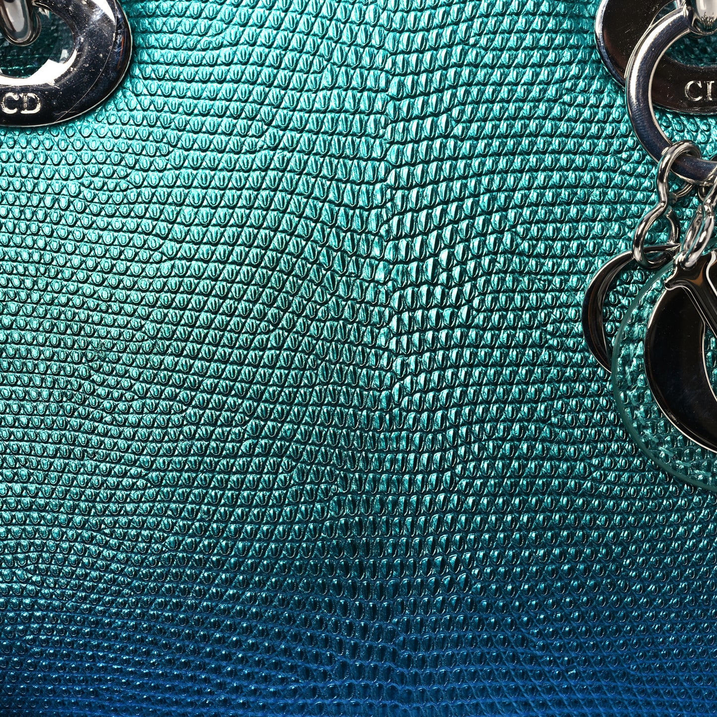 Lizard Gradient Mini Lady Dior Blue