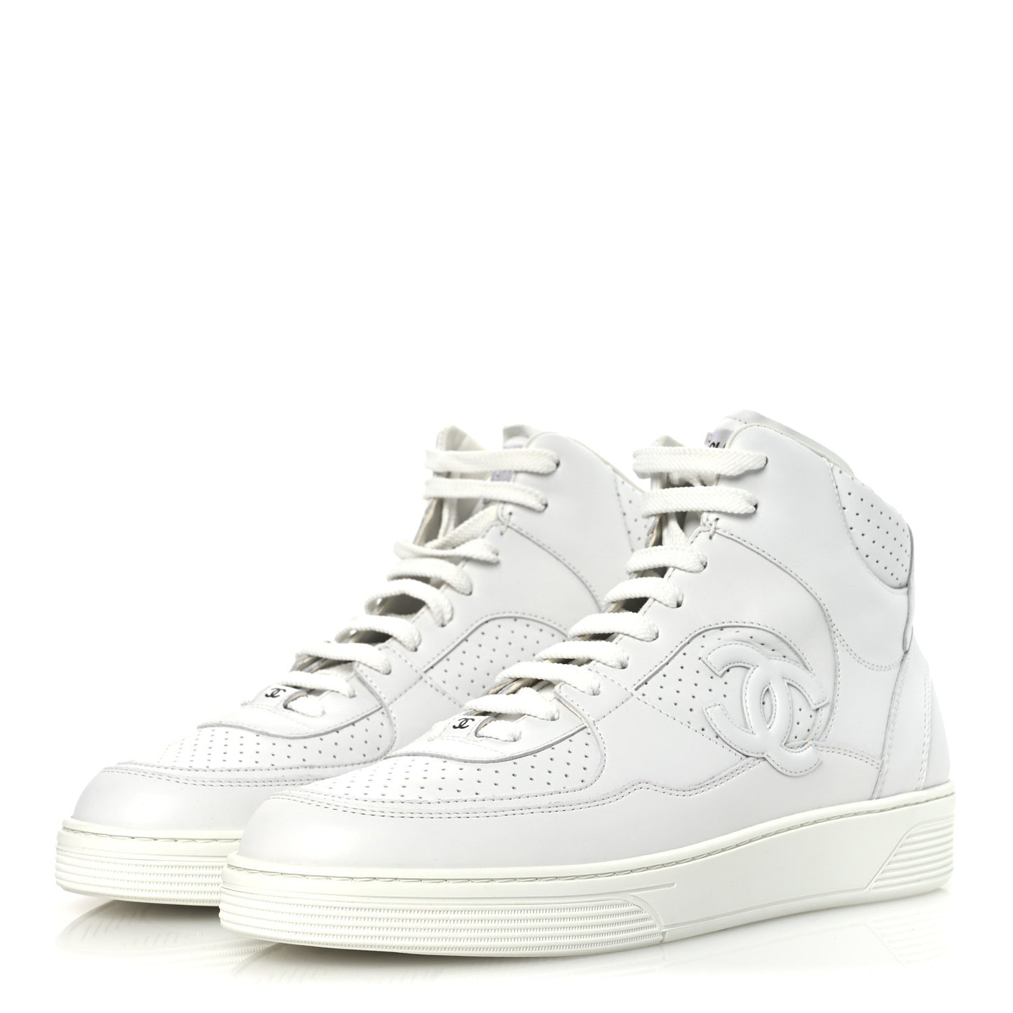 Calfskin CC High Top Sneaker 45 White