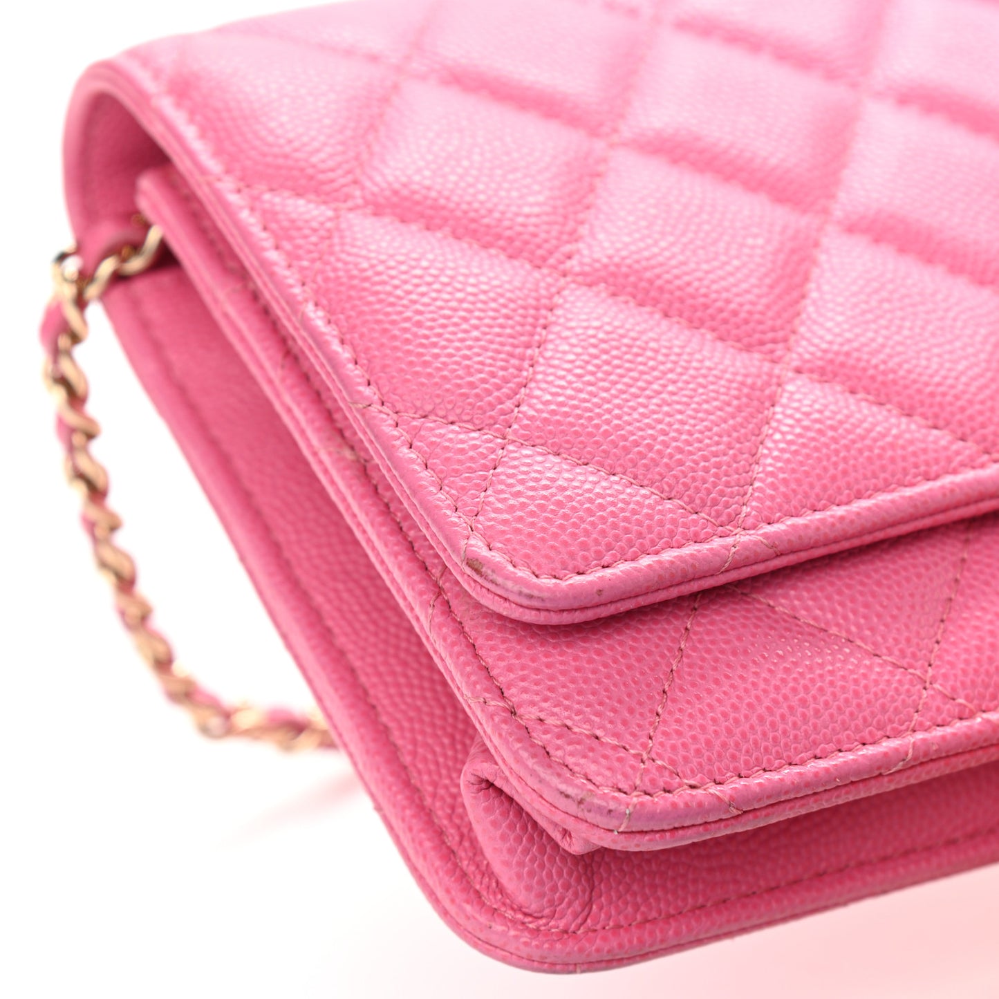 Caviar Quilted Wallet On Chain WOC Pink