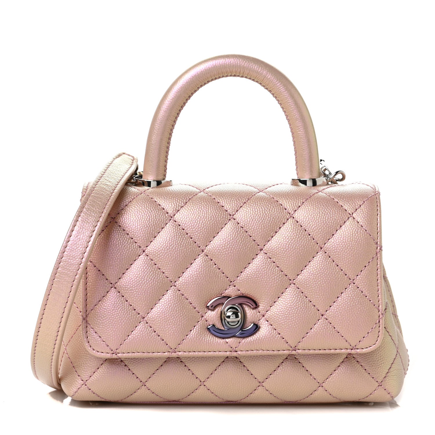 Chanel Iridescent Caviar Quilted Extra Mini Coco Handle Flap Light